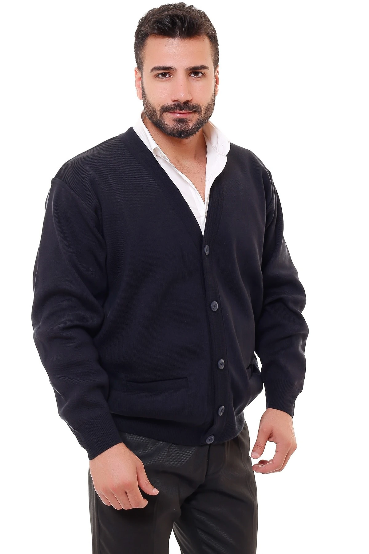 Düğmeli Çelik Örgü Erkek Hırka