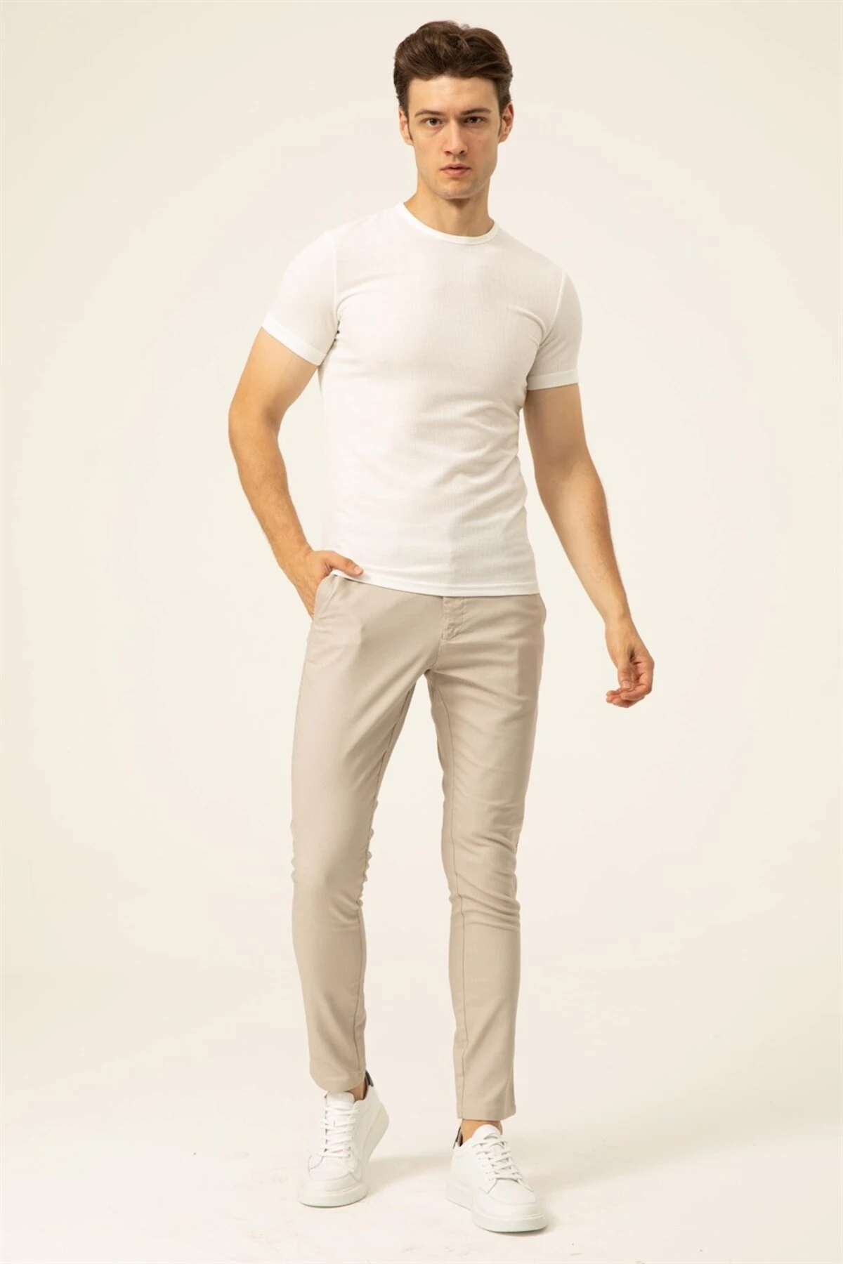 Süvari Slim Fit Waffle Desenli O Yaka Siyah Tshirt