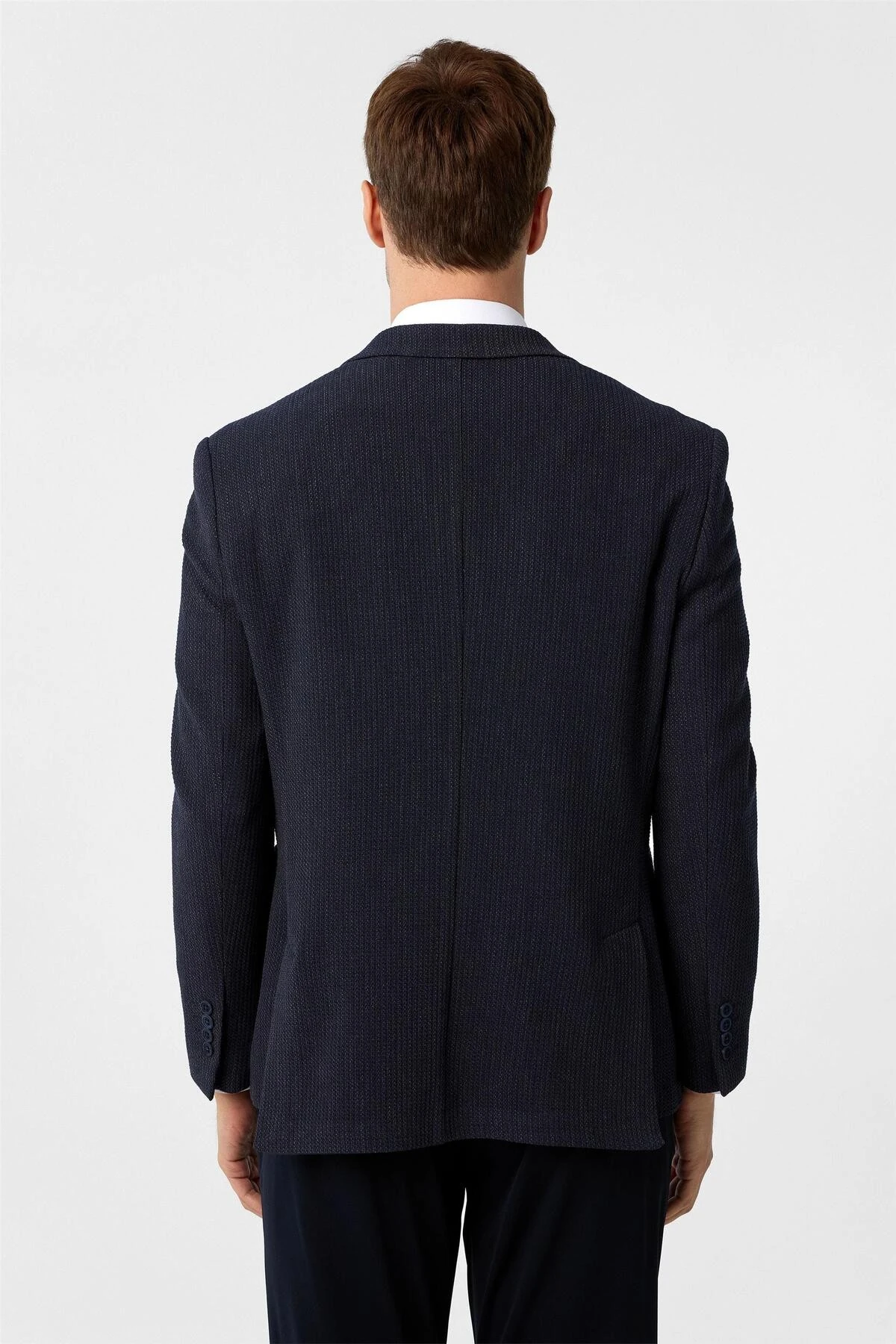 Lacivert Regular Fit Desenli 4 Drop Ceket