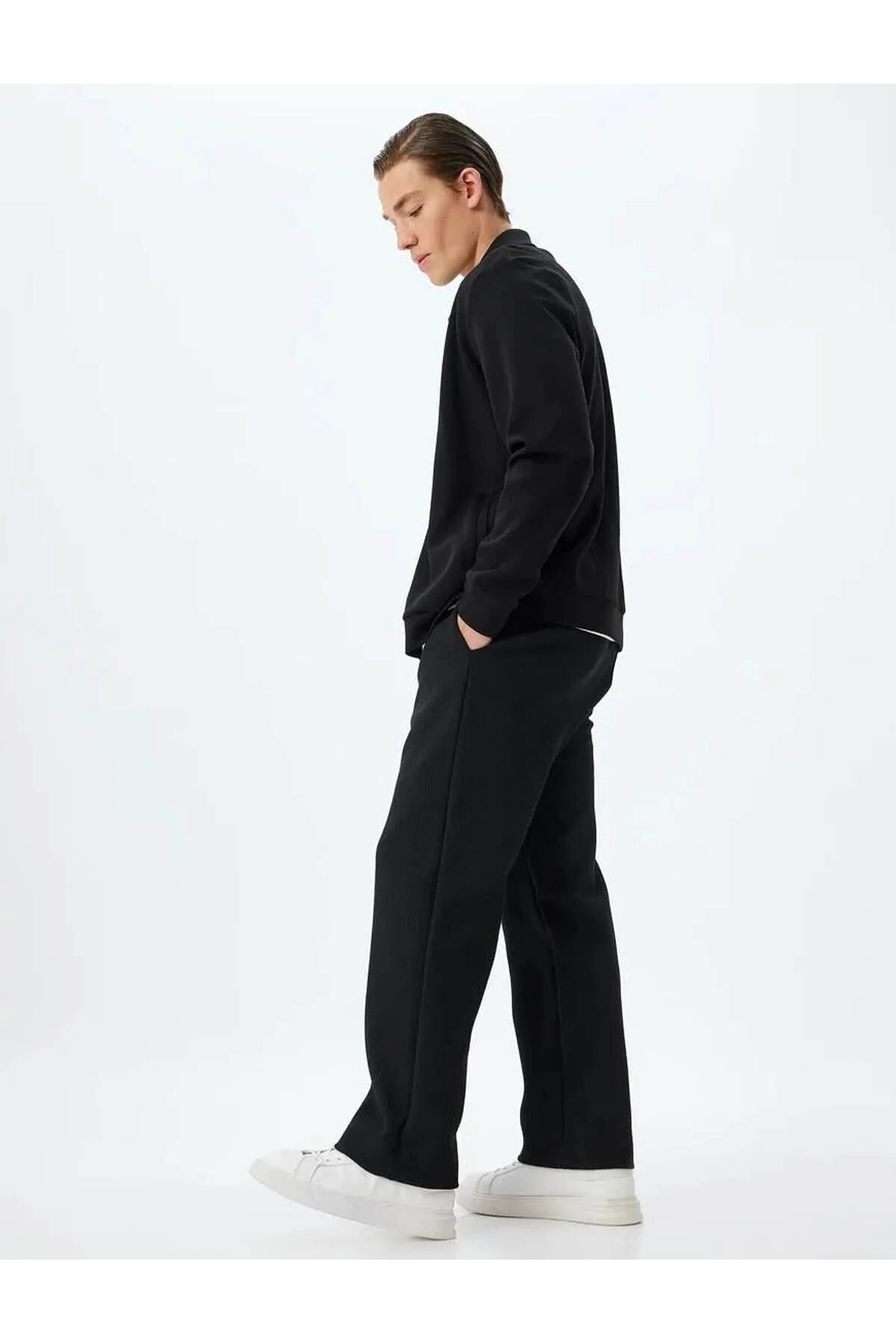 Bağcıklı Cep Detaylı Siyah Erkek Eşofman Altı 5WAM40027MK