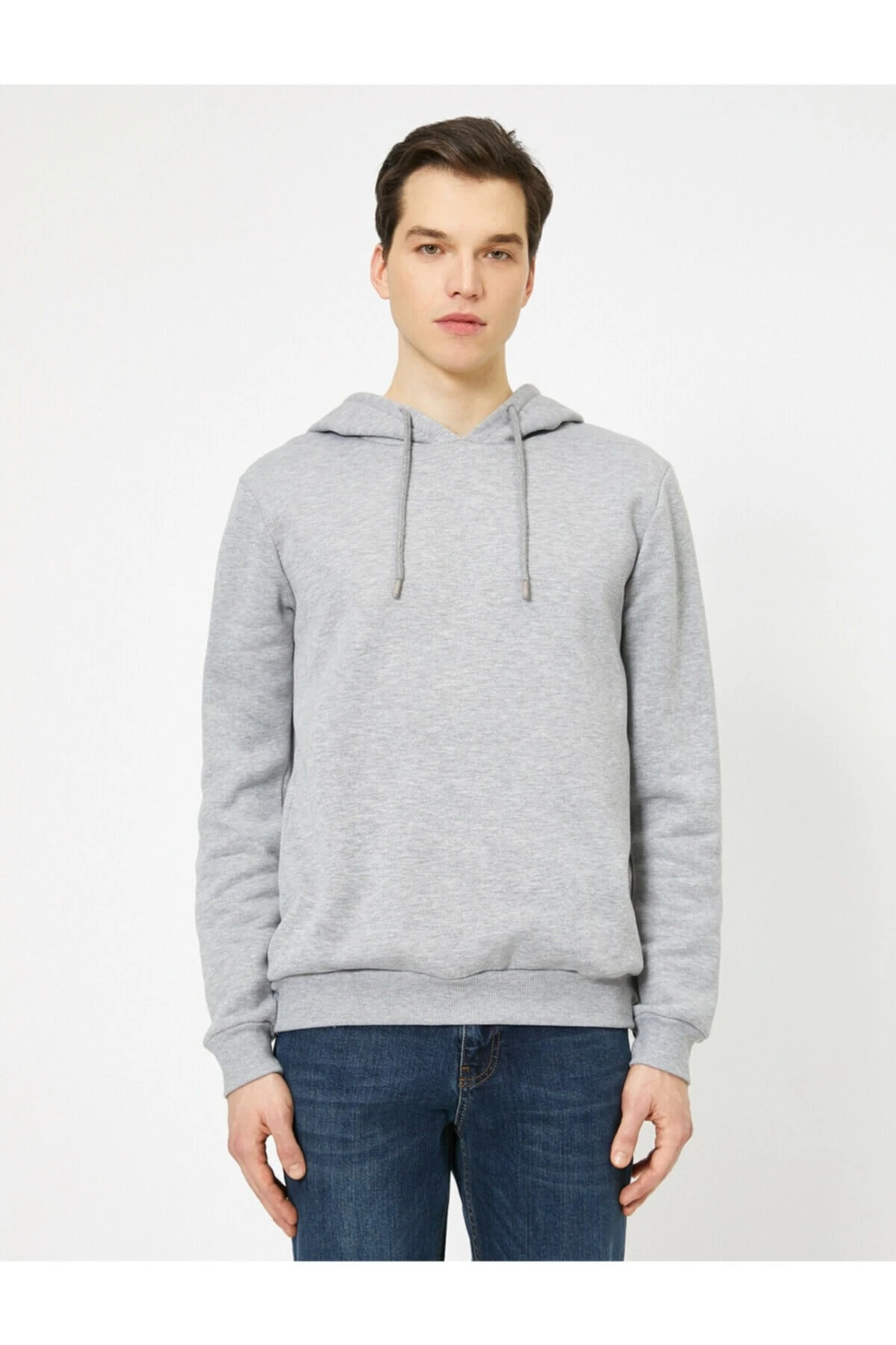 Erkek Gri Kapüsonlu Sweatshirt 0YAM71593LK