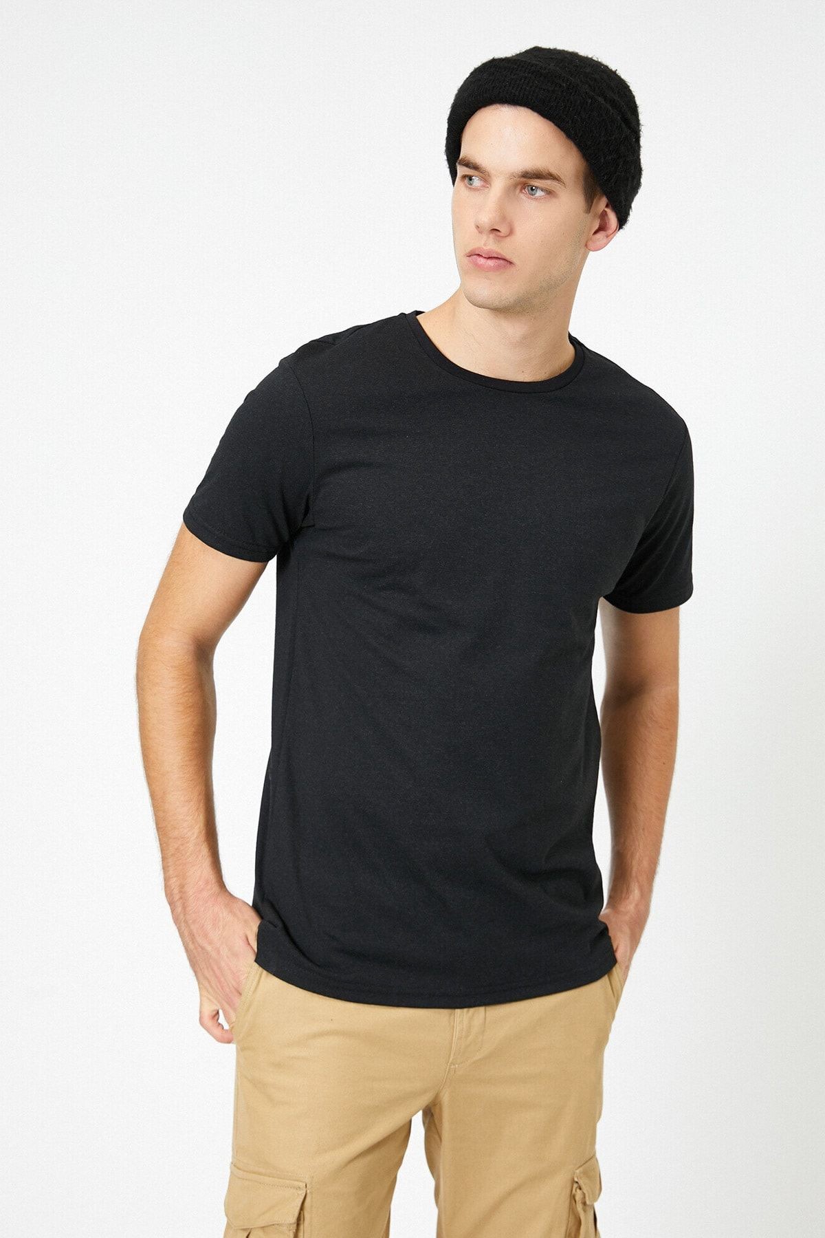 Erkek Yeşil Bisiklet Yaka T-Shirt 0YAM12136LK