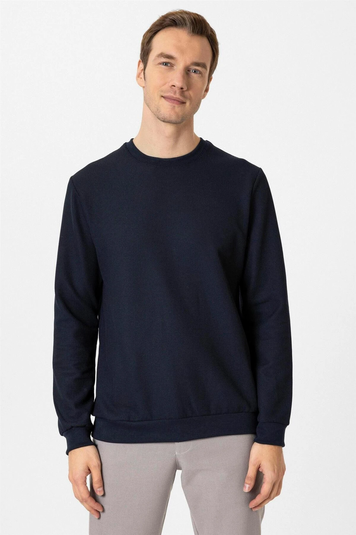 Siyah Regular Armürlü Bisiklet Yaka Triko