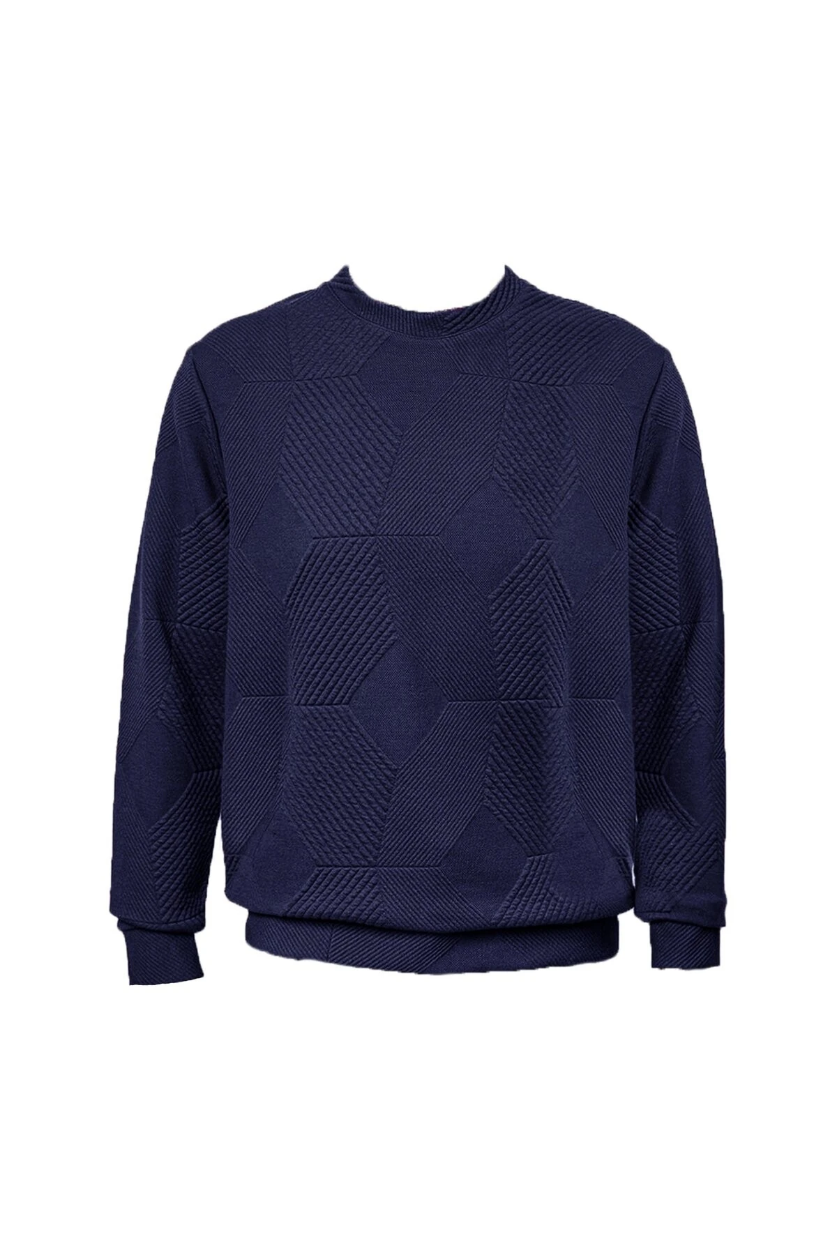 Süvari Bol Kesim O Yaka Kapitone Etnik Desenli Beyaz Sweatshirt