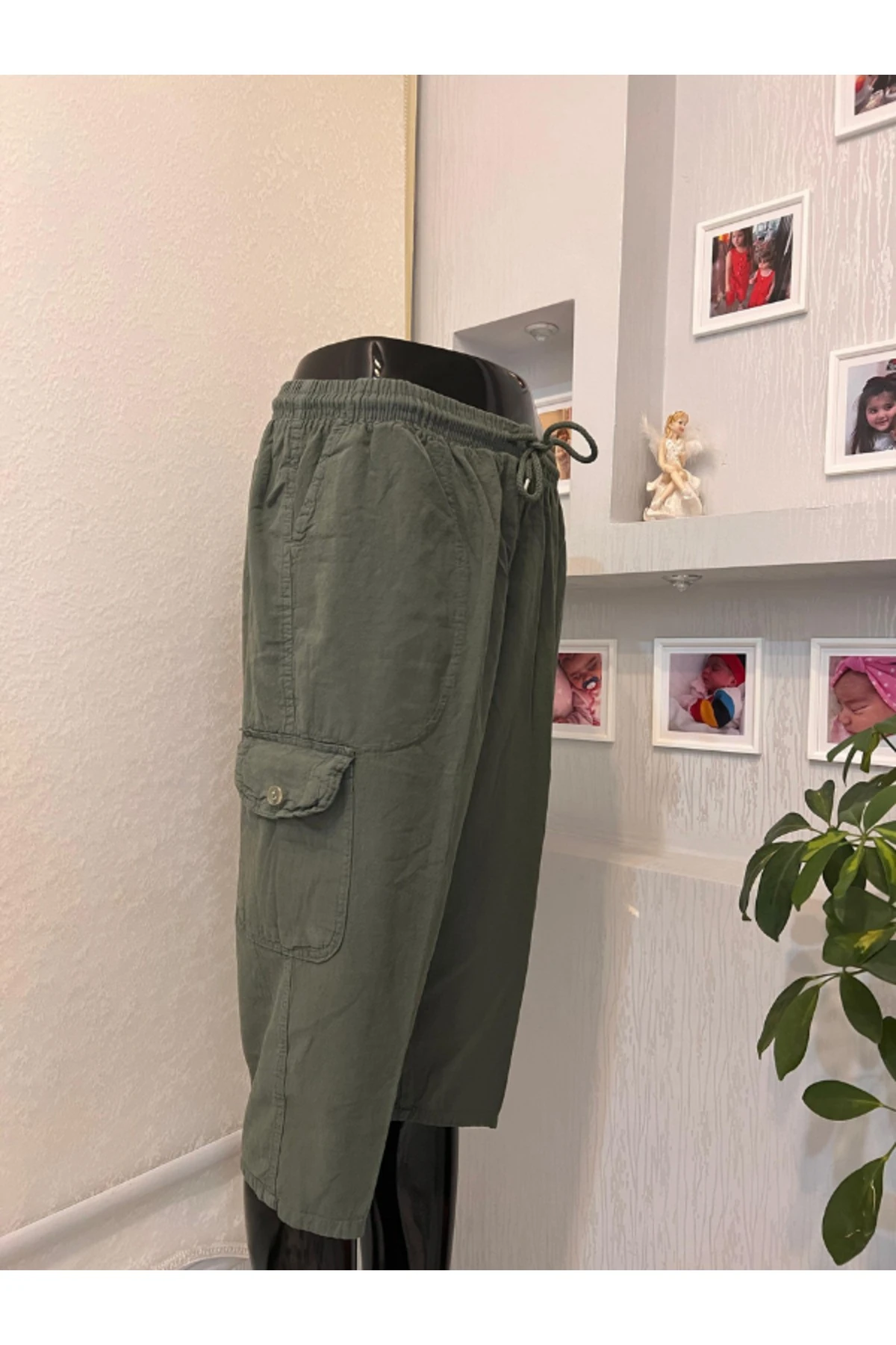 Unisex M-5XL beden %100 Natural Hambezi Keten Komando Cep Kapri