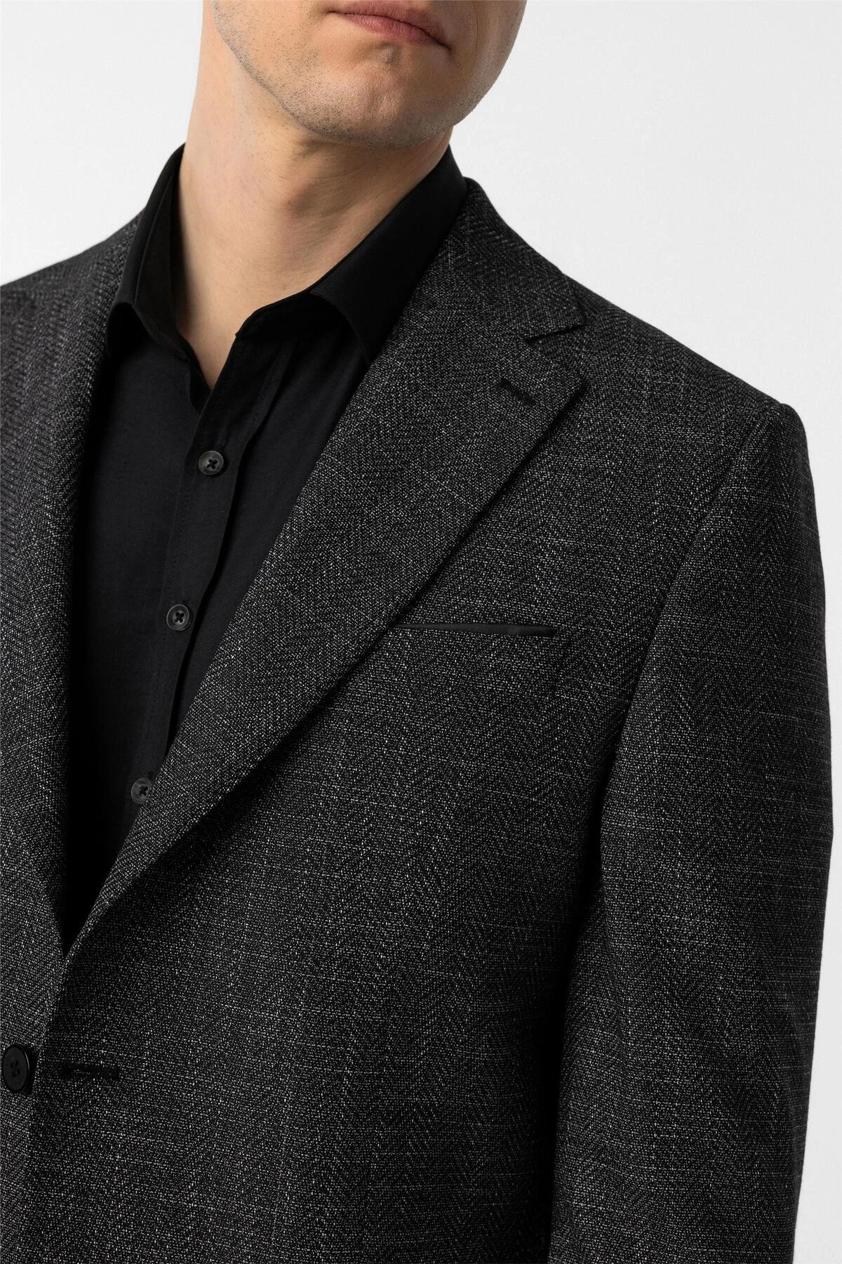 Süvari Bol Kesim 4 Drop Siyah Erkek Tek Ceket