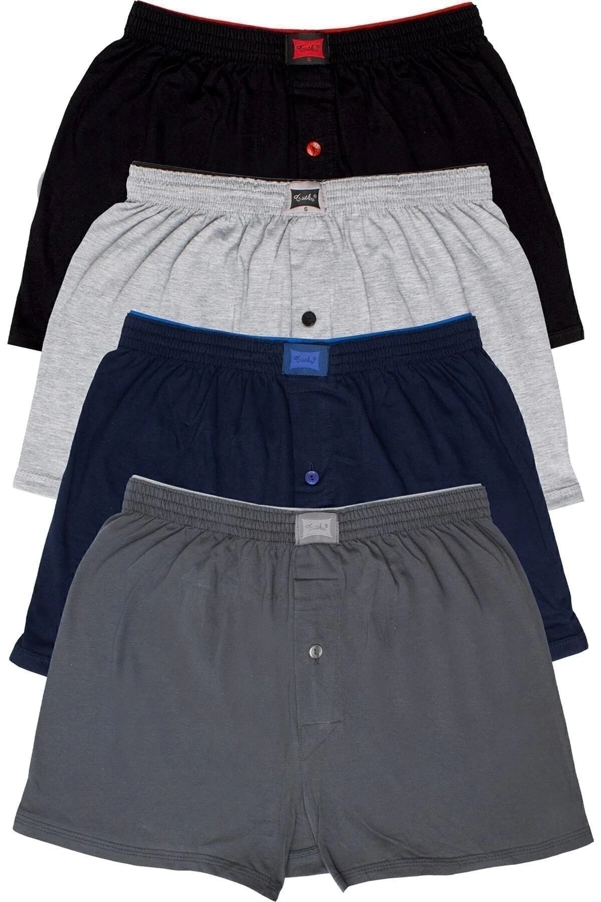 Erkek Gri Penye Düz Boxer 4'lü 312001181111