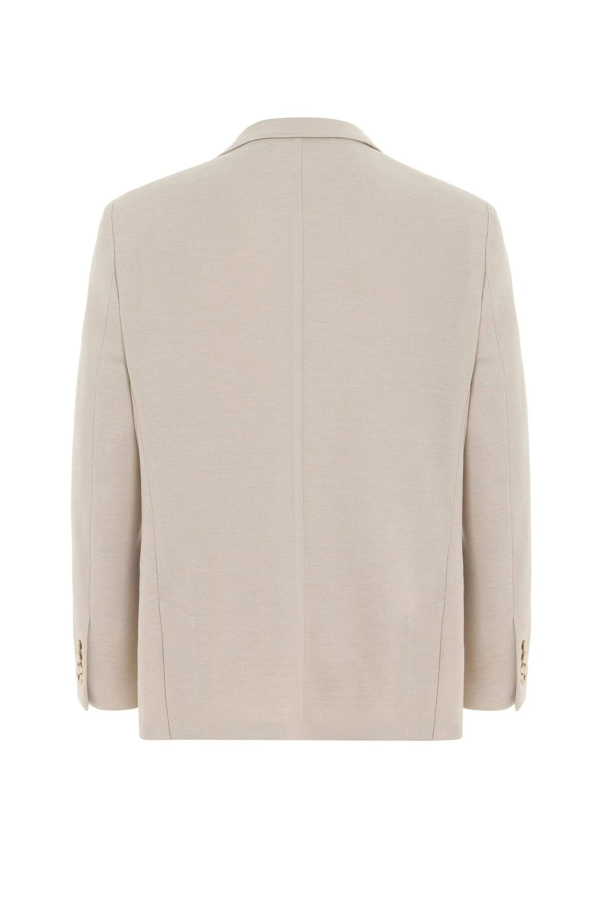 Bej Regular Desenli Mono Yaka 6 Drop Ceket