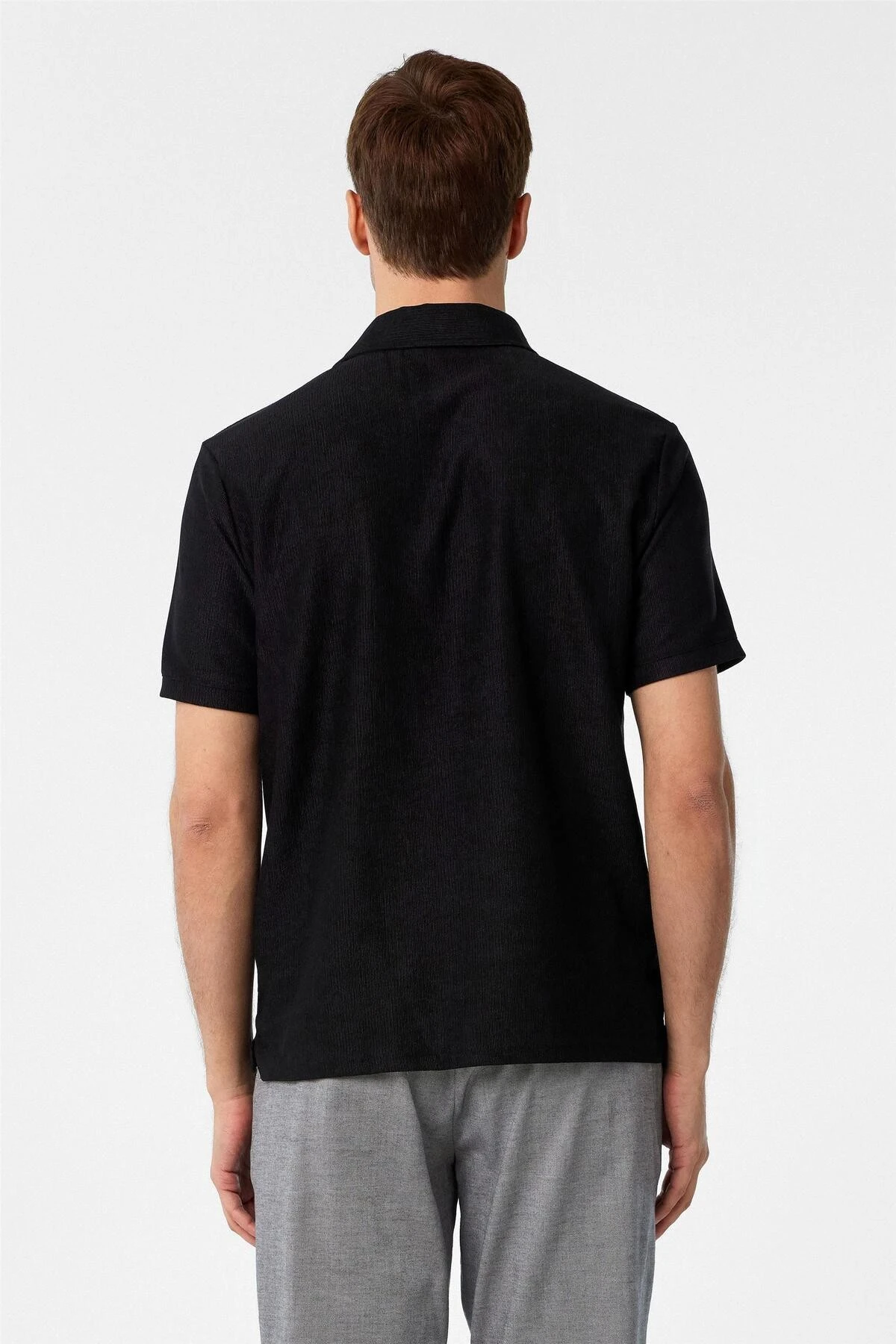 Beyaz Regular Düz Polo Yaka Tişört