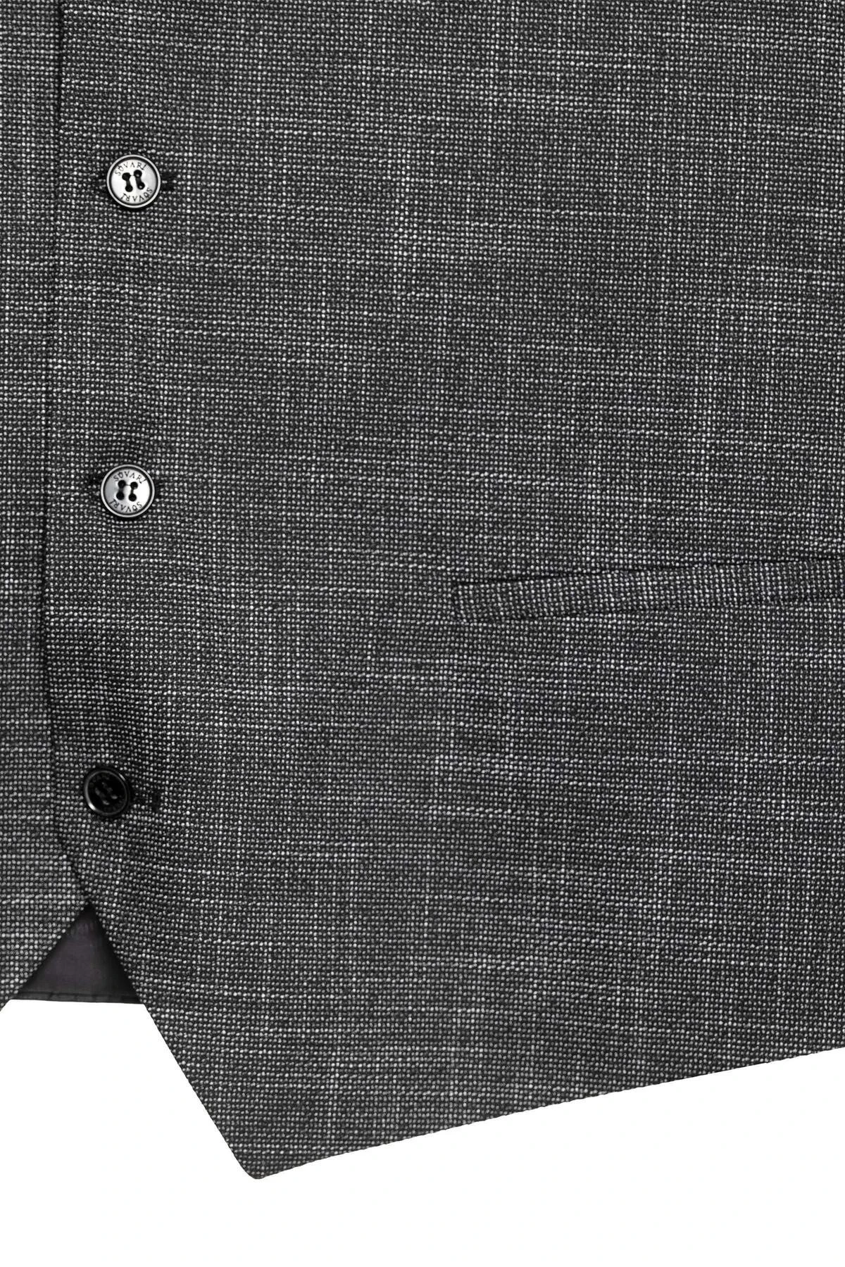 Süvari Regular Kalıp Armürlü Yelekli Takım Elbise