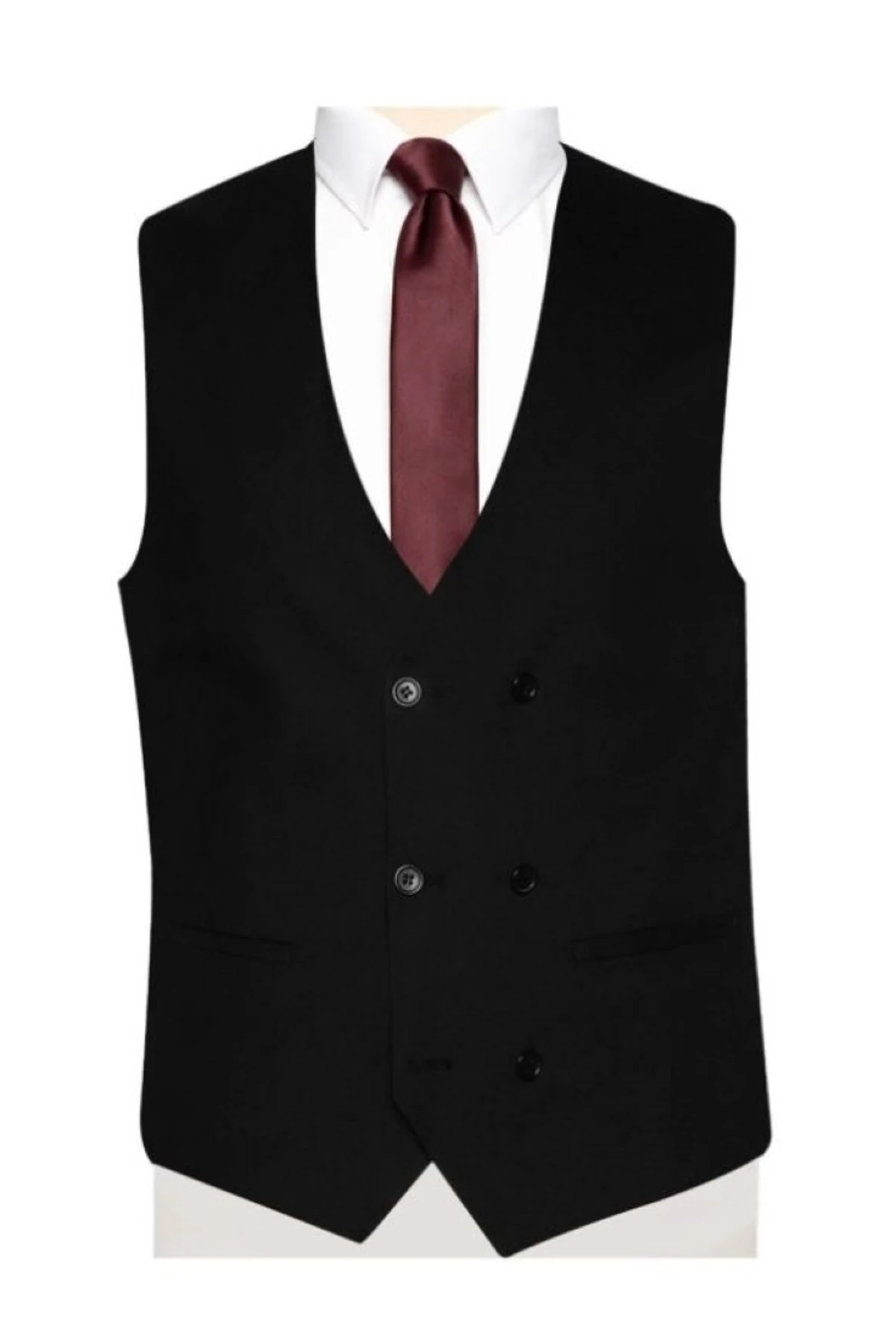 DÜZ SİYAH KRUVAZE TEK TAKIM ELBİSE YELEĞİ