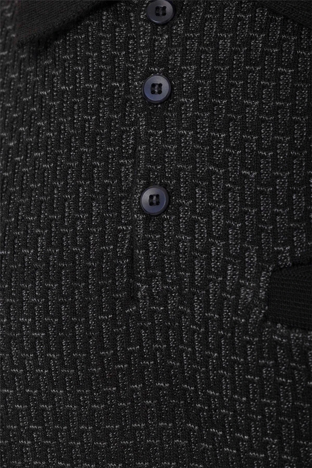 Regular Kalıp Desenli Polo Yaka Yünlü Triko Kazak