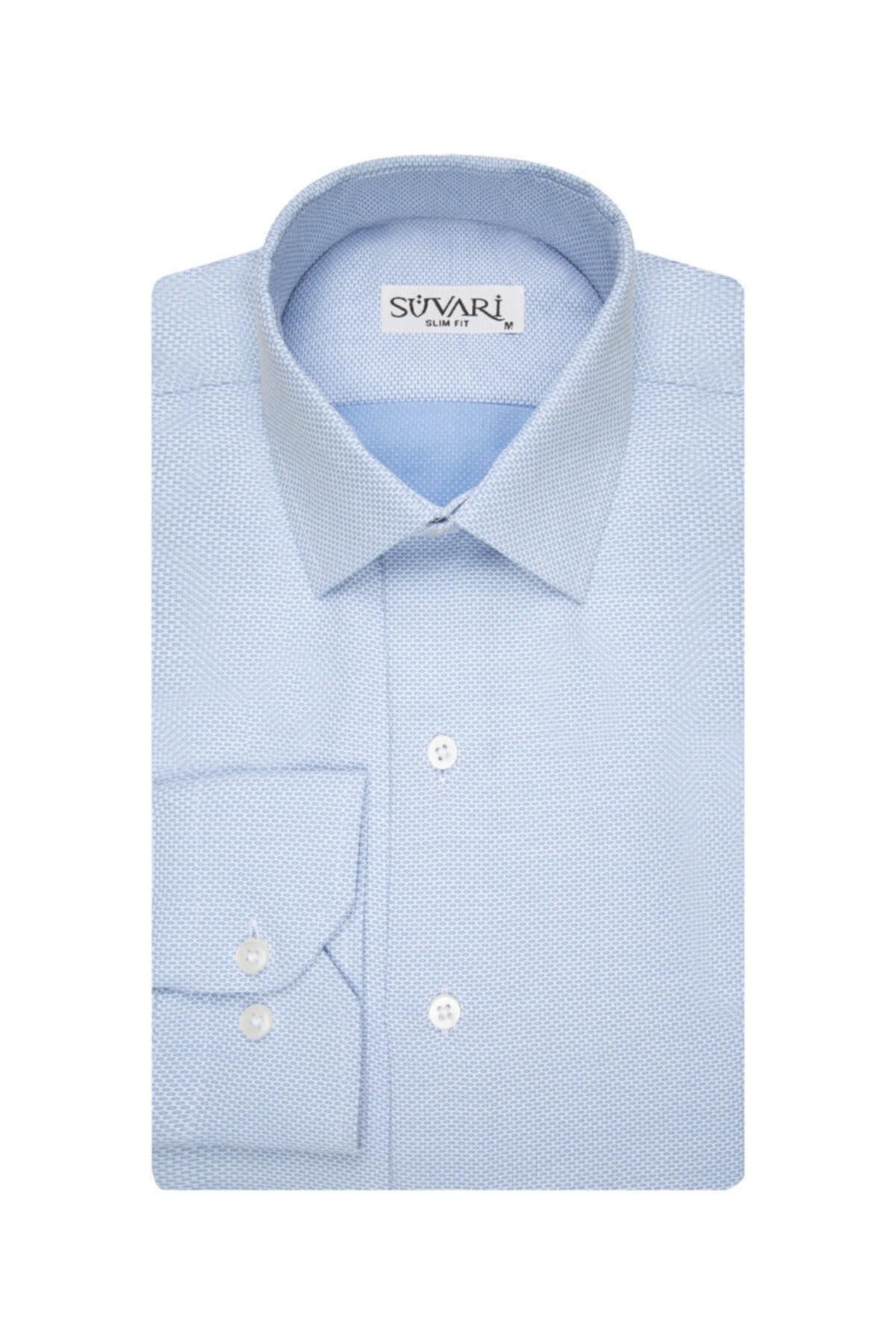Slim Fit Armür Desenli Erkek Gömlek