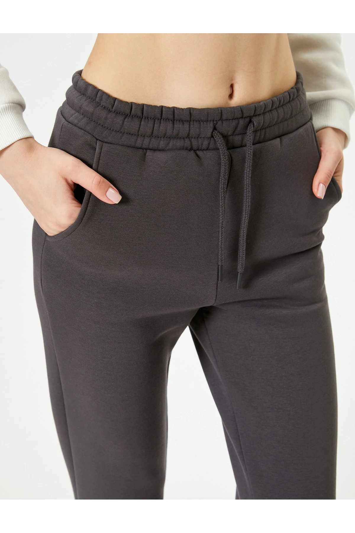 Şardonlu Jogger Eşofman Altı Beli Bağlamalı Cepli