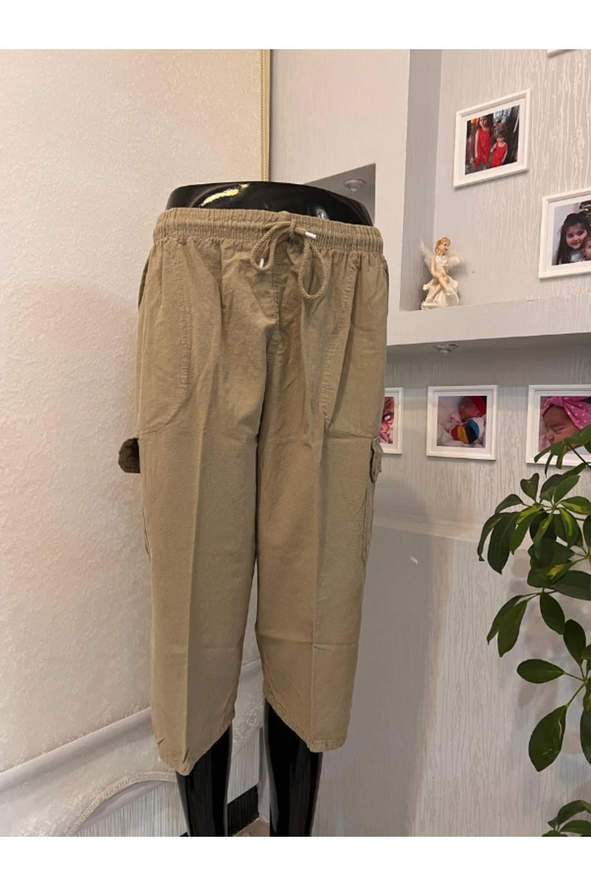 Unisex M-5XL beden %100 Natural Hambezi Keten Komando Cep Kapri