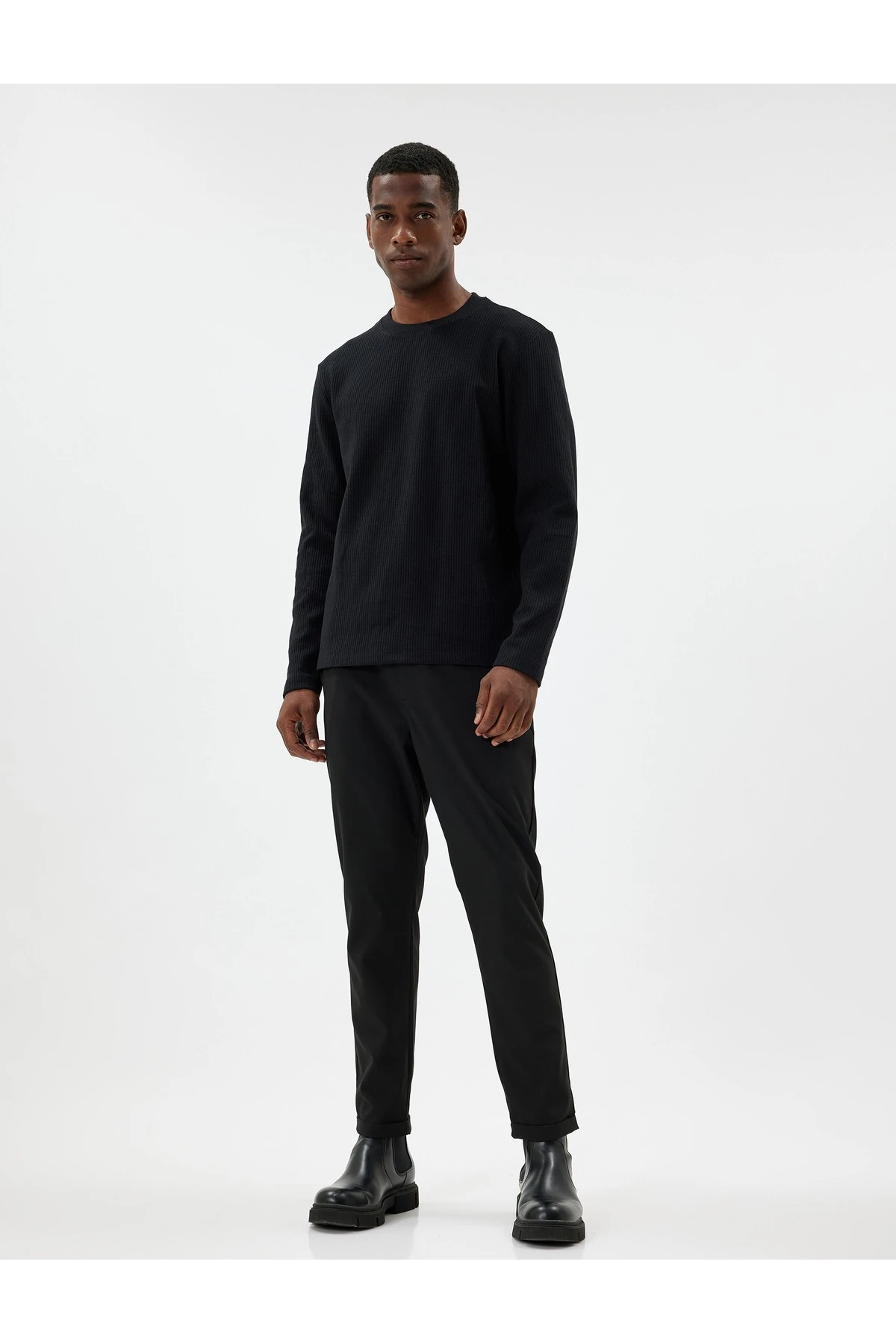 Bisiklet Yaka Kazak Dokulu Pamuk Karışımlı