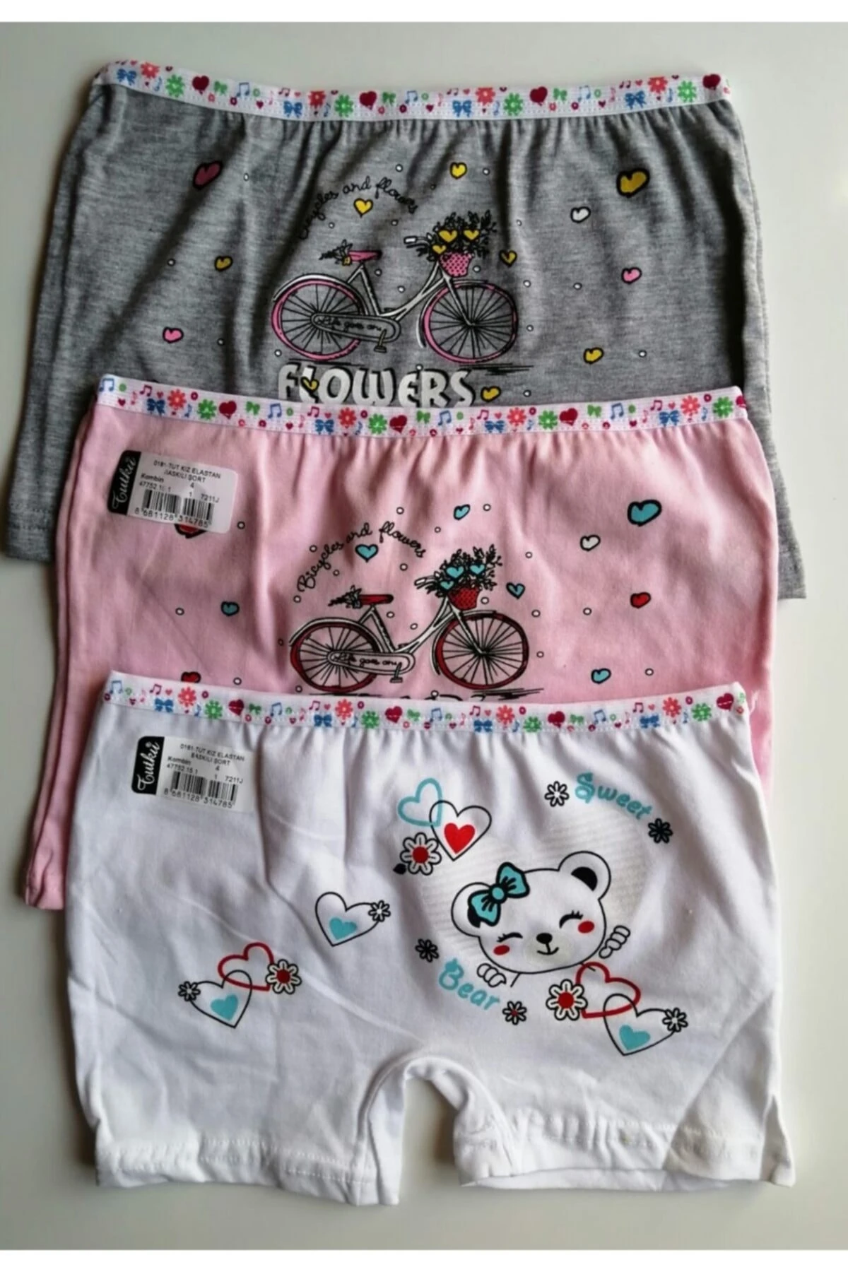 Kız Çocuk Karışık Renk Boxer 3 Lü