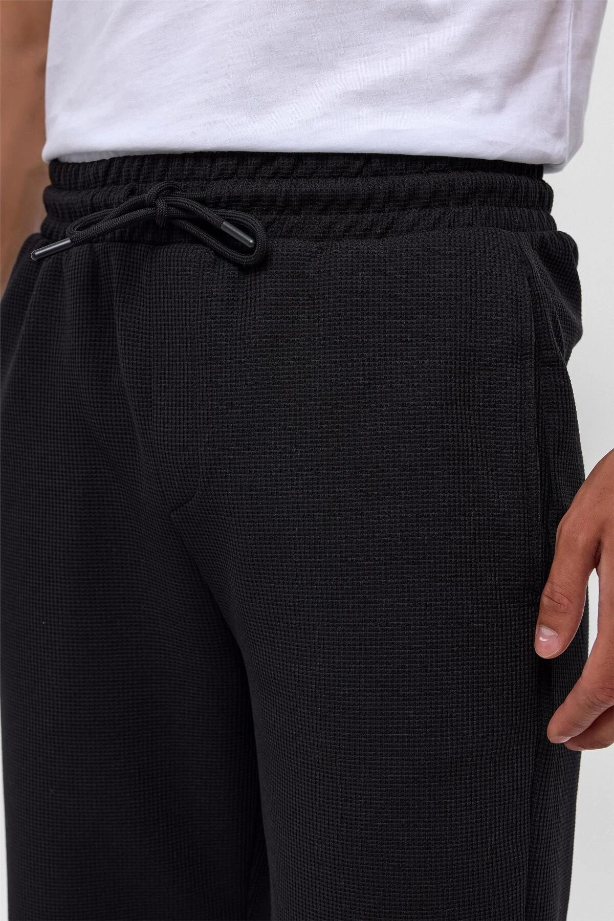 Lacivert Regular Armürlü Örme Şort