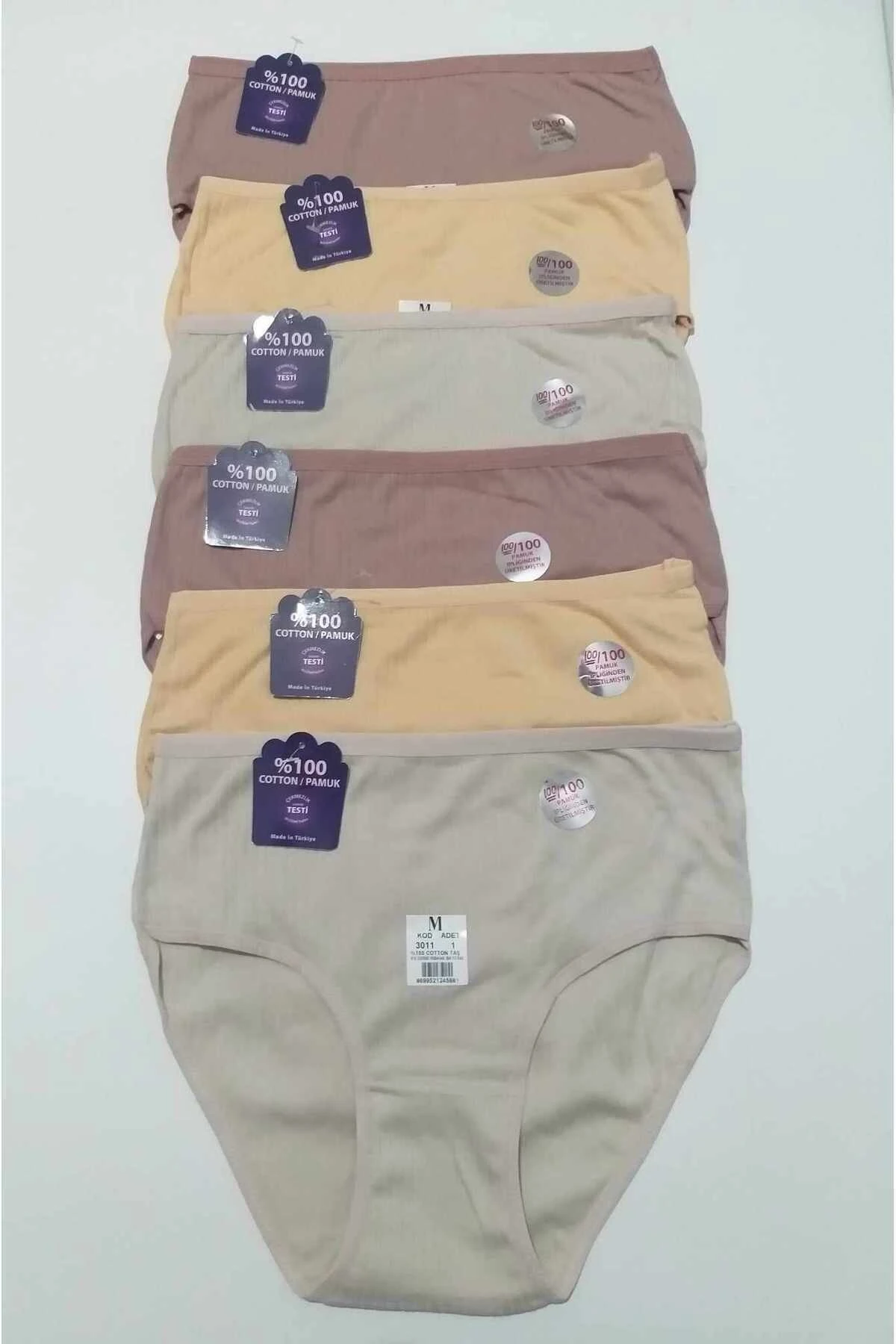 Kadın Külot Yüksek Bel Bato Fitilli 3'lü Ten,taş,gül Kurusu %100 Pamuk Yumuşacık Likralı Esnek