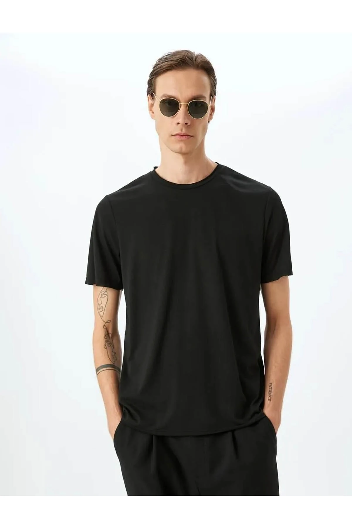 Kısa Kollu Bisiklet Yaka Viskon Karışımlı Beyaz Erkek T-Shirt 5SAM10032HK