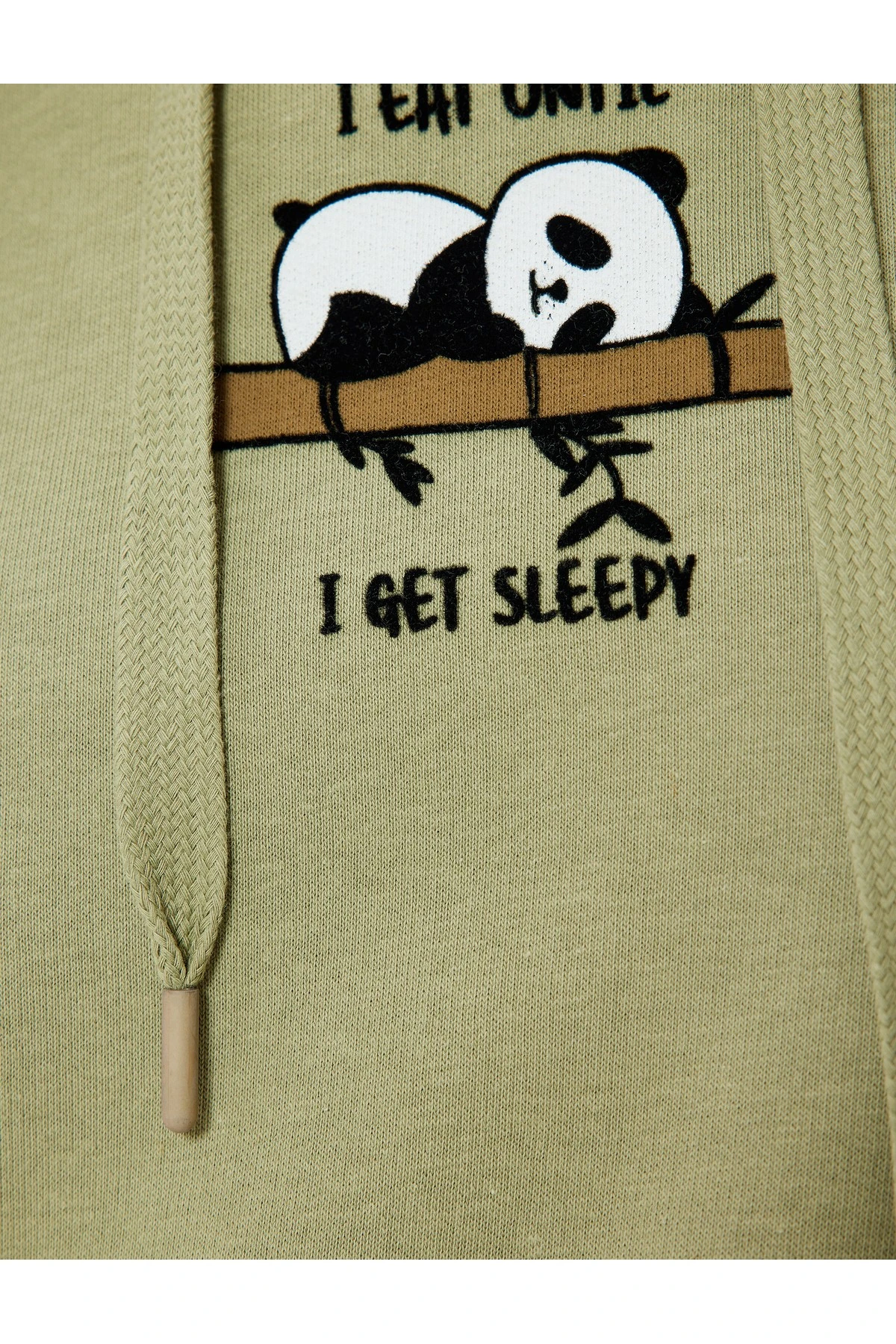 Şardonlu Oversize Kapüşonlu Sweatshirt Panda İşlemeli Kanguru Cepli