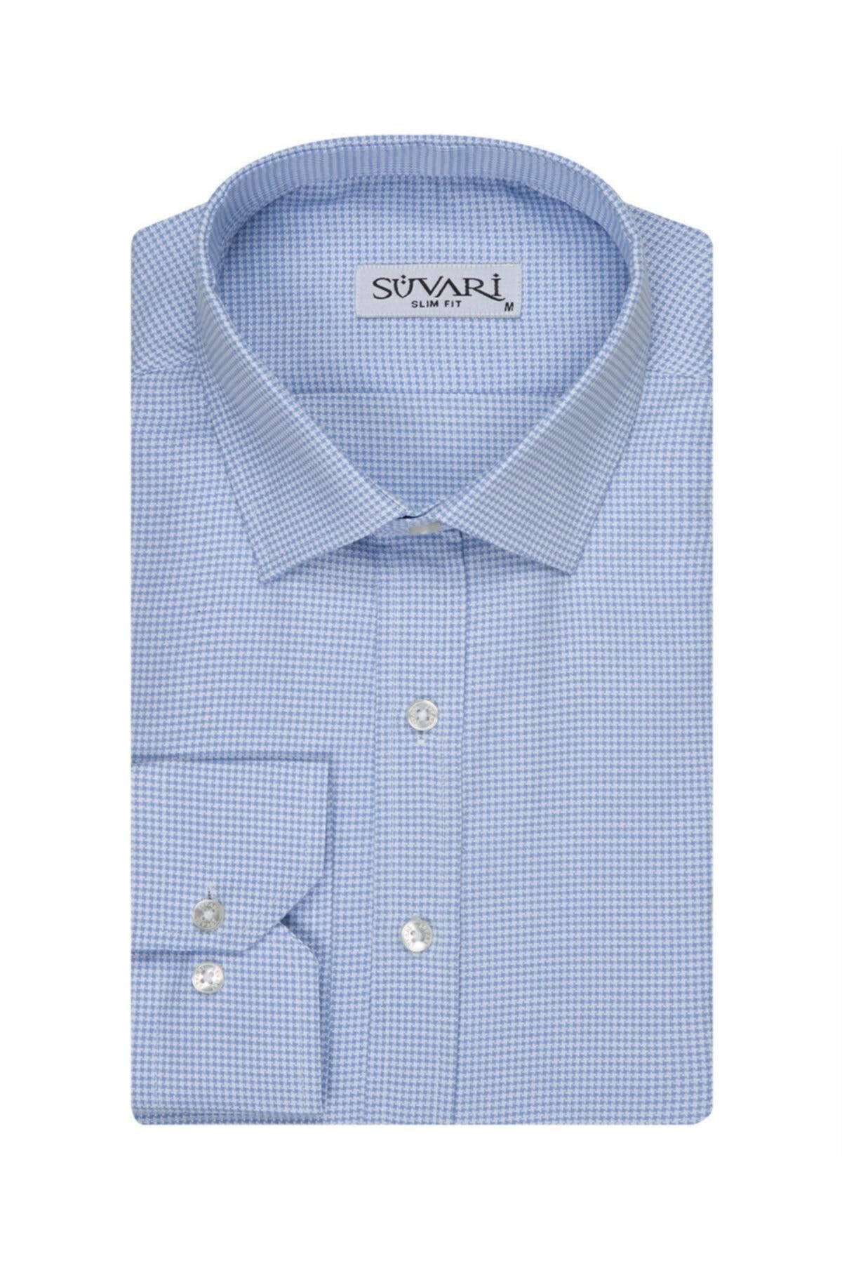 Slim Fit Armür Desenli Erkek Gömlek