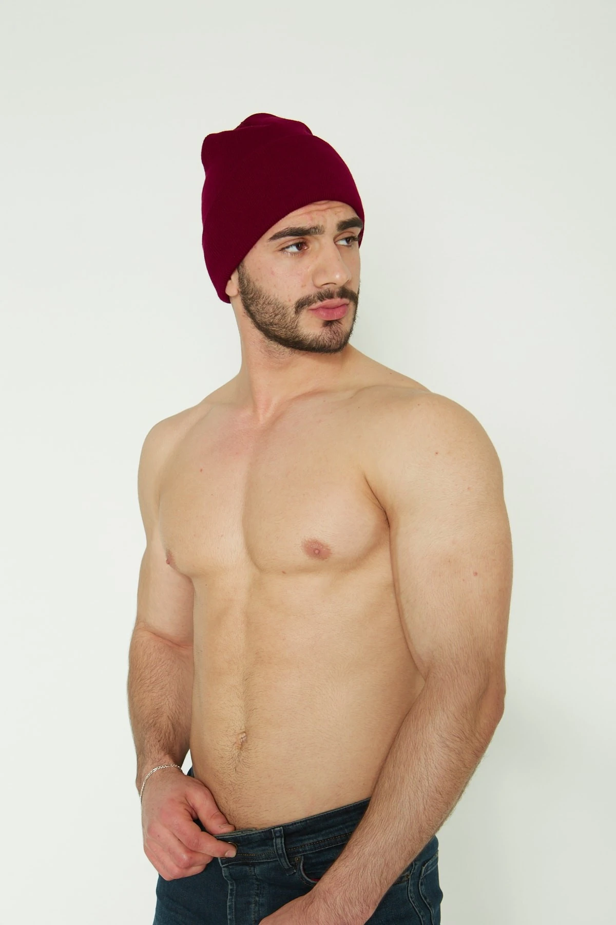 Unisex Bordo Katlamalı Bere