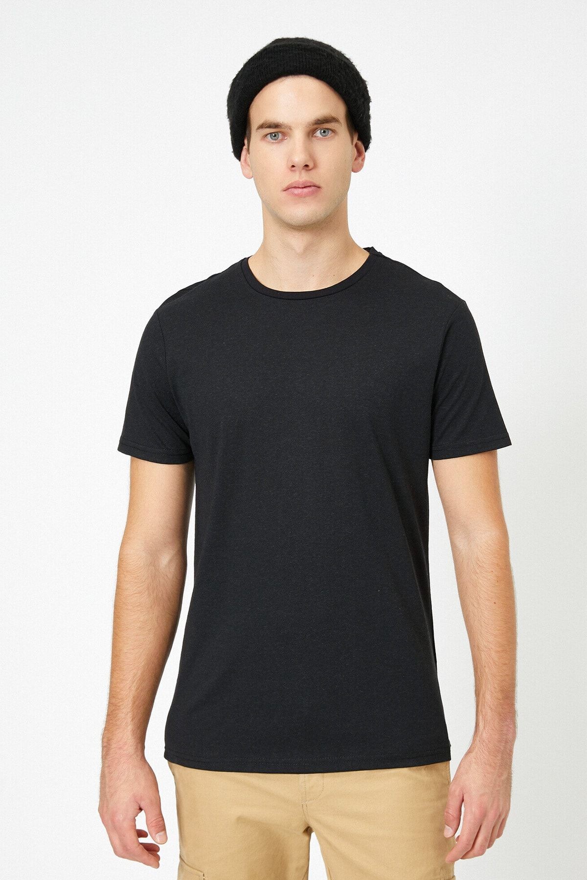 Erkek Yeşil Bisiklet Yaka T-Shirt 0YAM12136LK