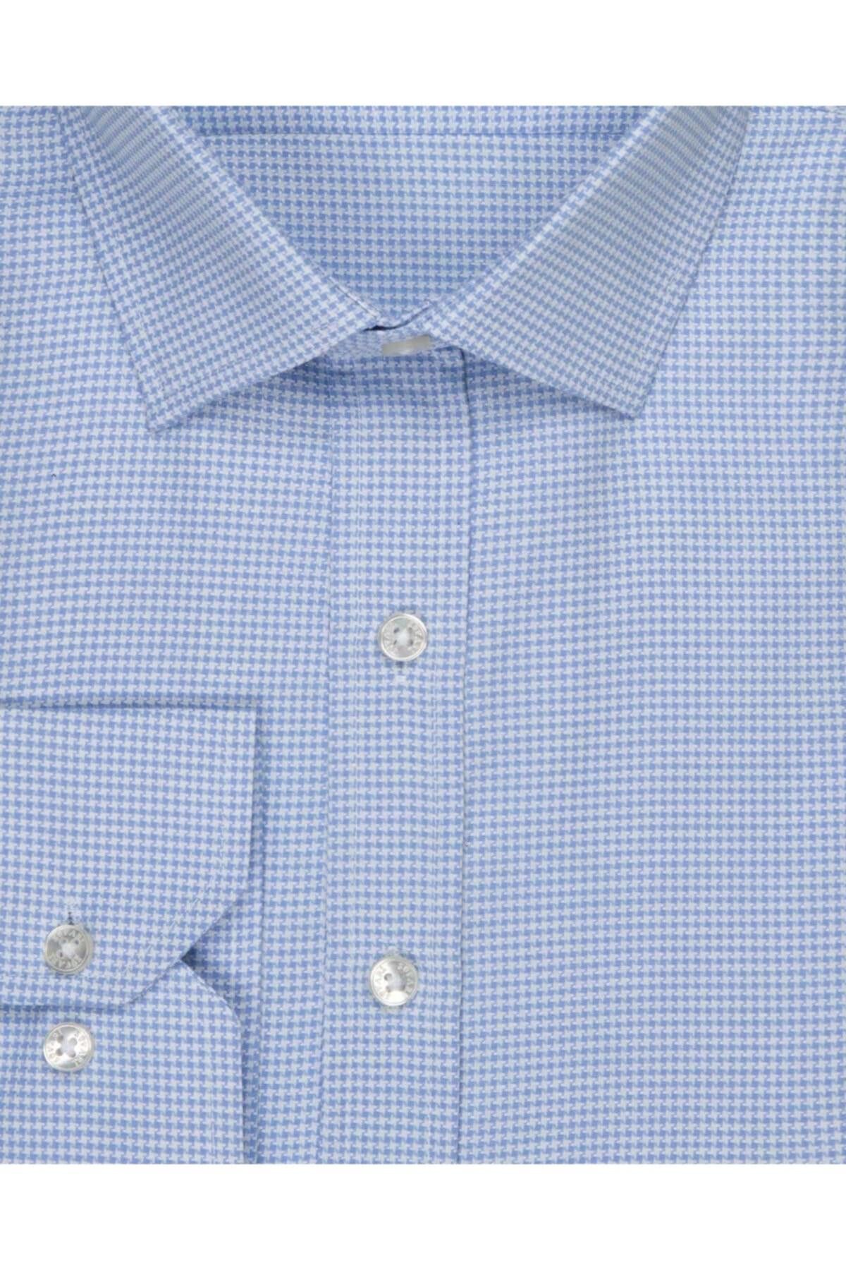 Slim Fit Armür Desenli Erkek Gömlek