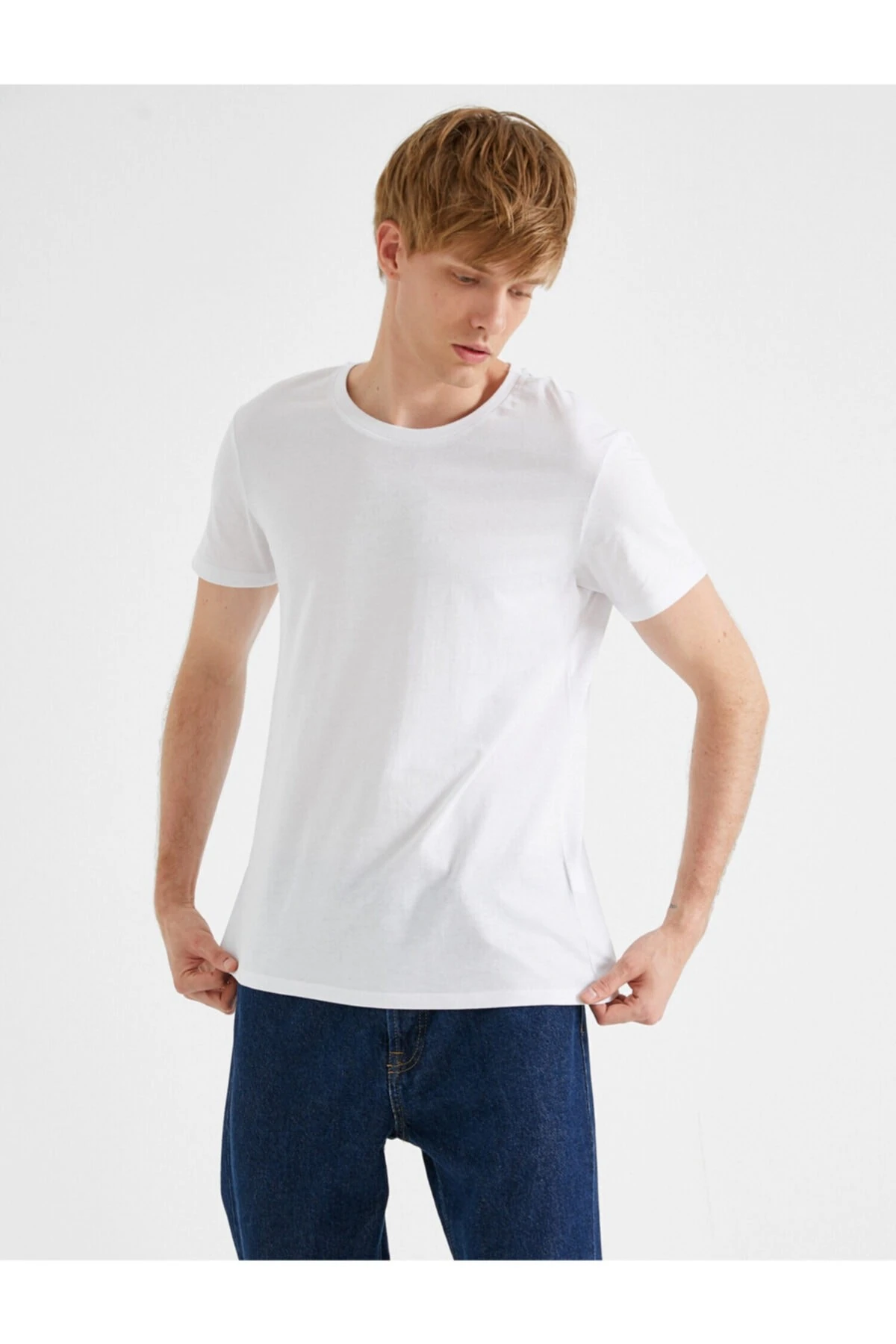 Erkek Bisiklet Yaka Tisört Pamuklu