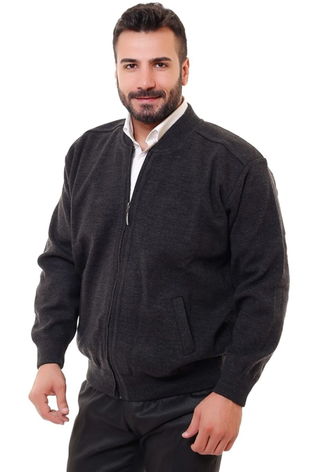 Astarlı Çelik Örme Casual Rahat Kalıp Hırka Mont Lacivert