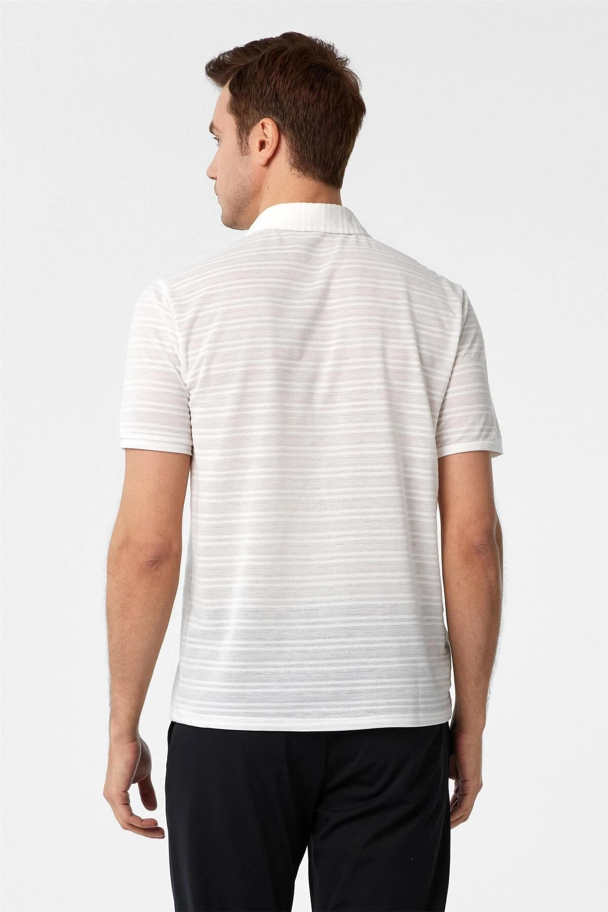 Siyah Slim Fitilli Polo Yaka Tişört