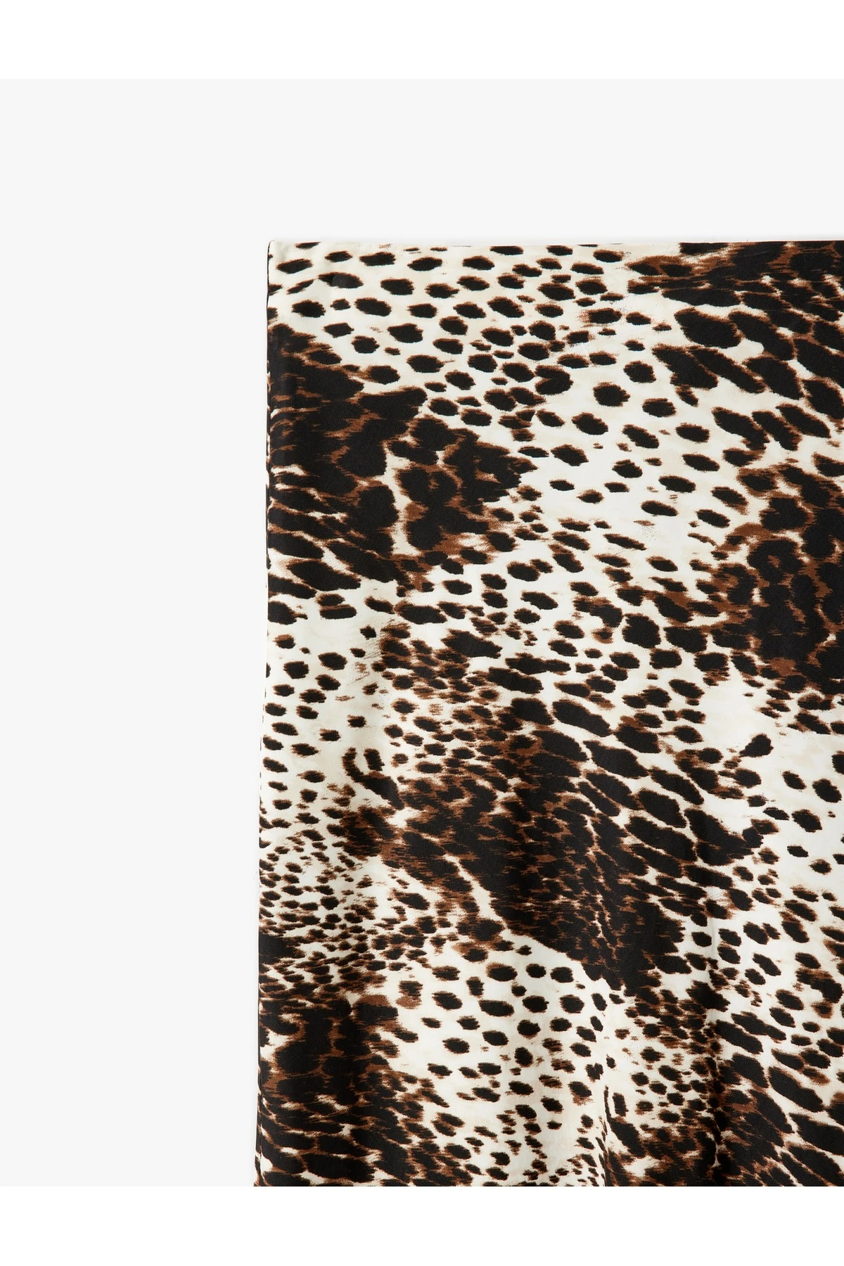 Standart Bel Leopar Desenli Uzun Kloş Saten Etek