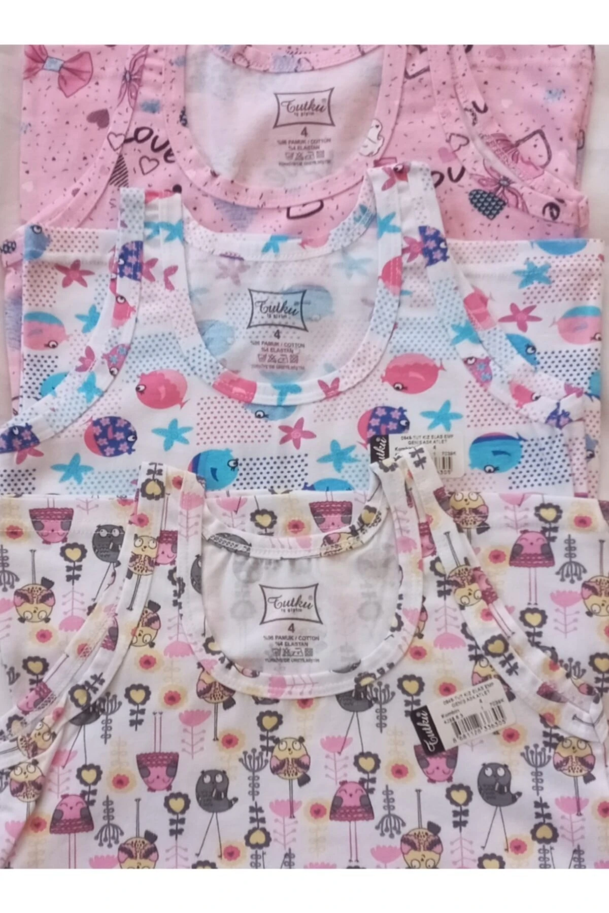 3'lü Paket Kız Çocuk Atlet