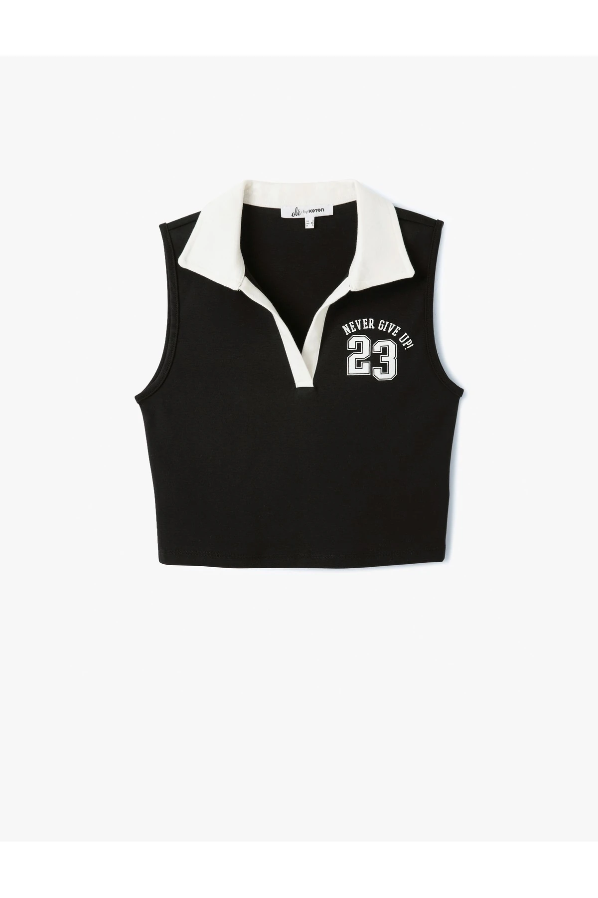 Kolej Baskılı Polo Yaka Kolsuz Renk Bloklu Üst