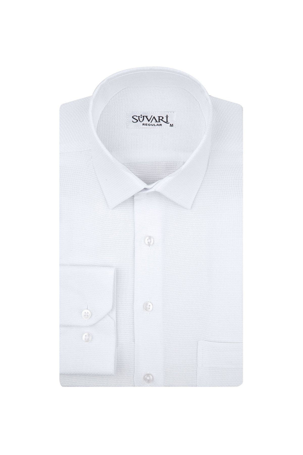 </b> Gm2025000187 Klasik Yaka Regular Fit Armürlü Mavi Erkek Gömlek