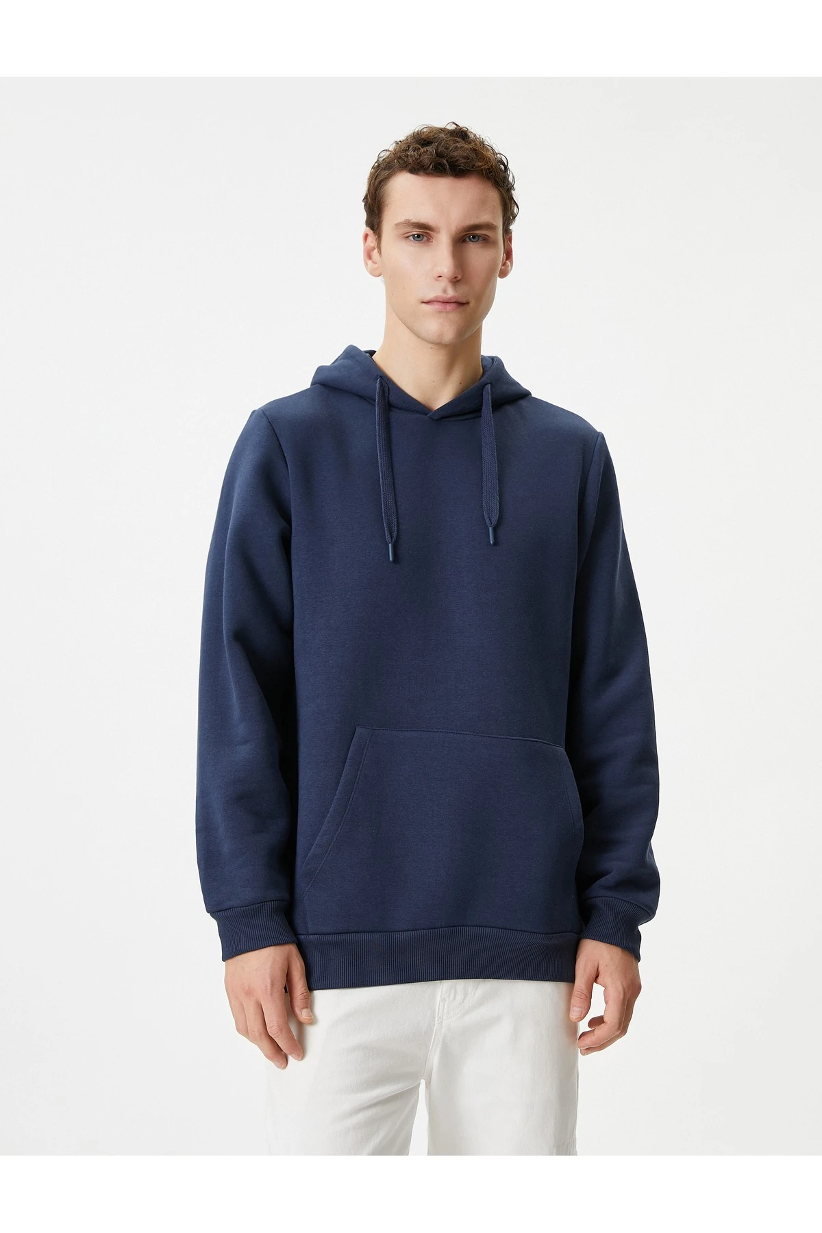 Kapşonlu Sweatshirt Kanguru Cep Detaylı Uzun Kollu Şardonlu