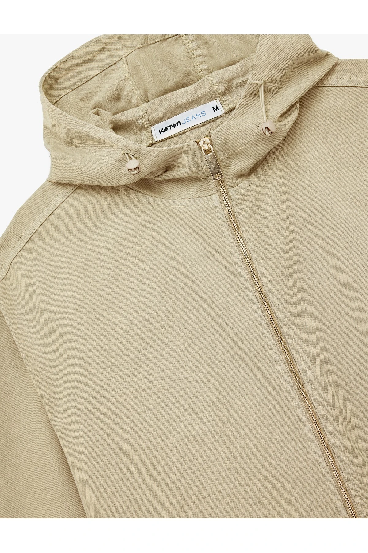 Pamuklu Cepli Uzun Kollu Fermuarlı Oversize Kapşonlu Jean Ceket