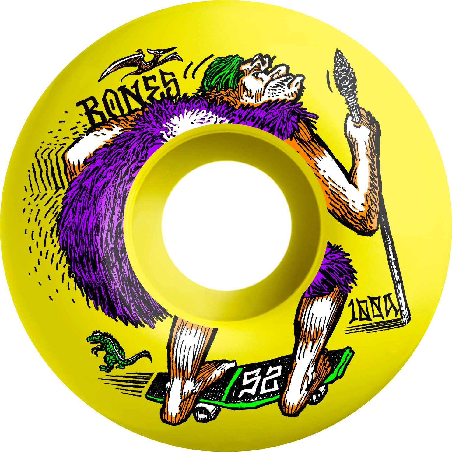 Bones 100s Og Neonderthal Yellow 52MM V4 100A Wheels