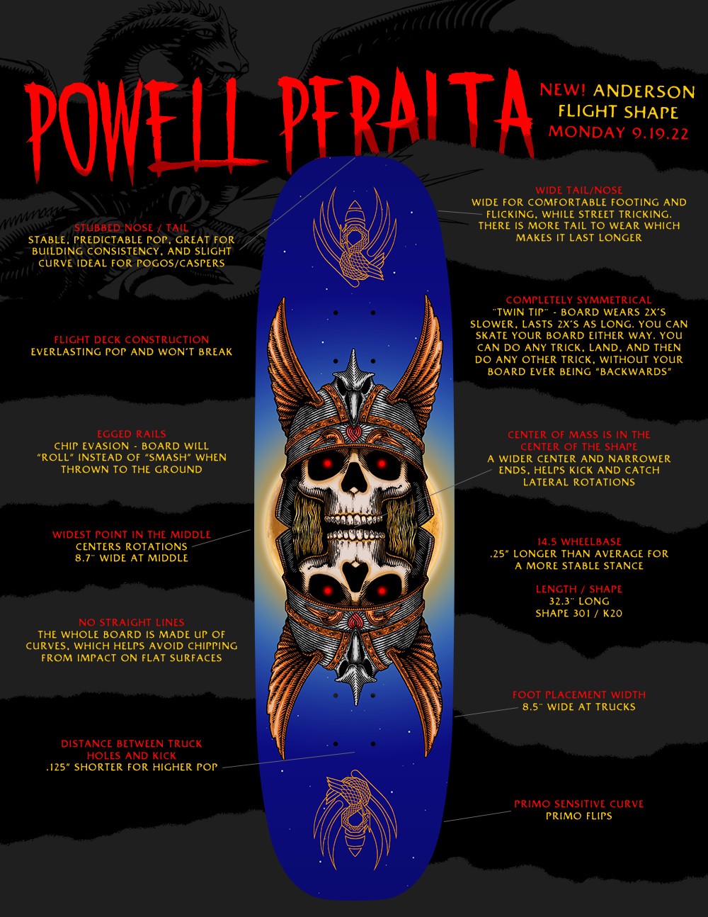 Powell Peralta 8.7 Pro Andy Anderson Heron 2 FLIGHT® Egg Deck Profesyonel Kaykay Tahtası