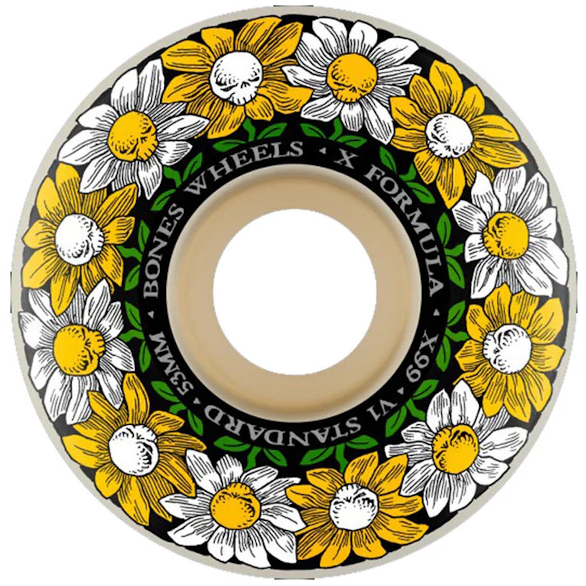 Bones X-Formula Pushing Up Daisies 53 MM V1 Sidecut 99A Kaykay Tekerlek Seti