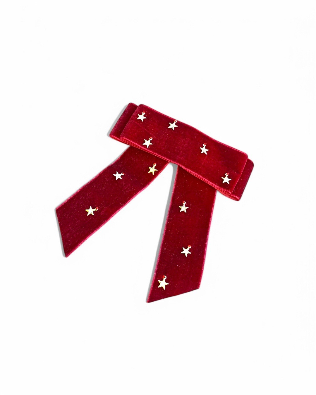 Bordo Kadife Yıldızlı Fiyonk Toka
