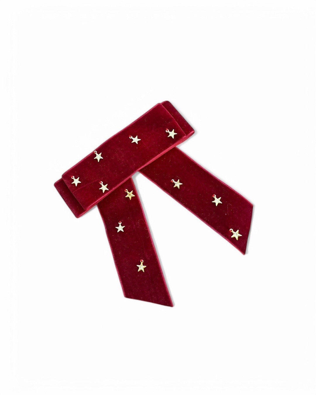 Bordo Kadife Yıldızlı Fiyonk Toka