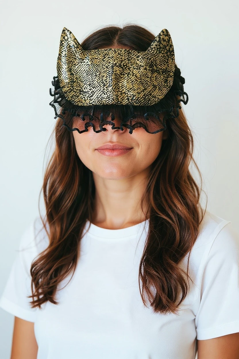 Uyku Maskesi – Gold Tül Detaylı Cat Style | 888 Balance