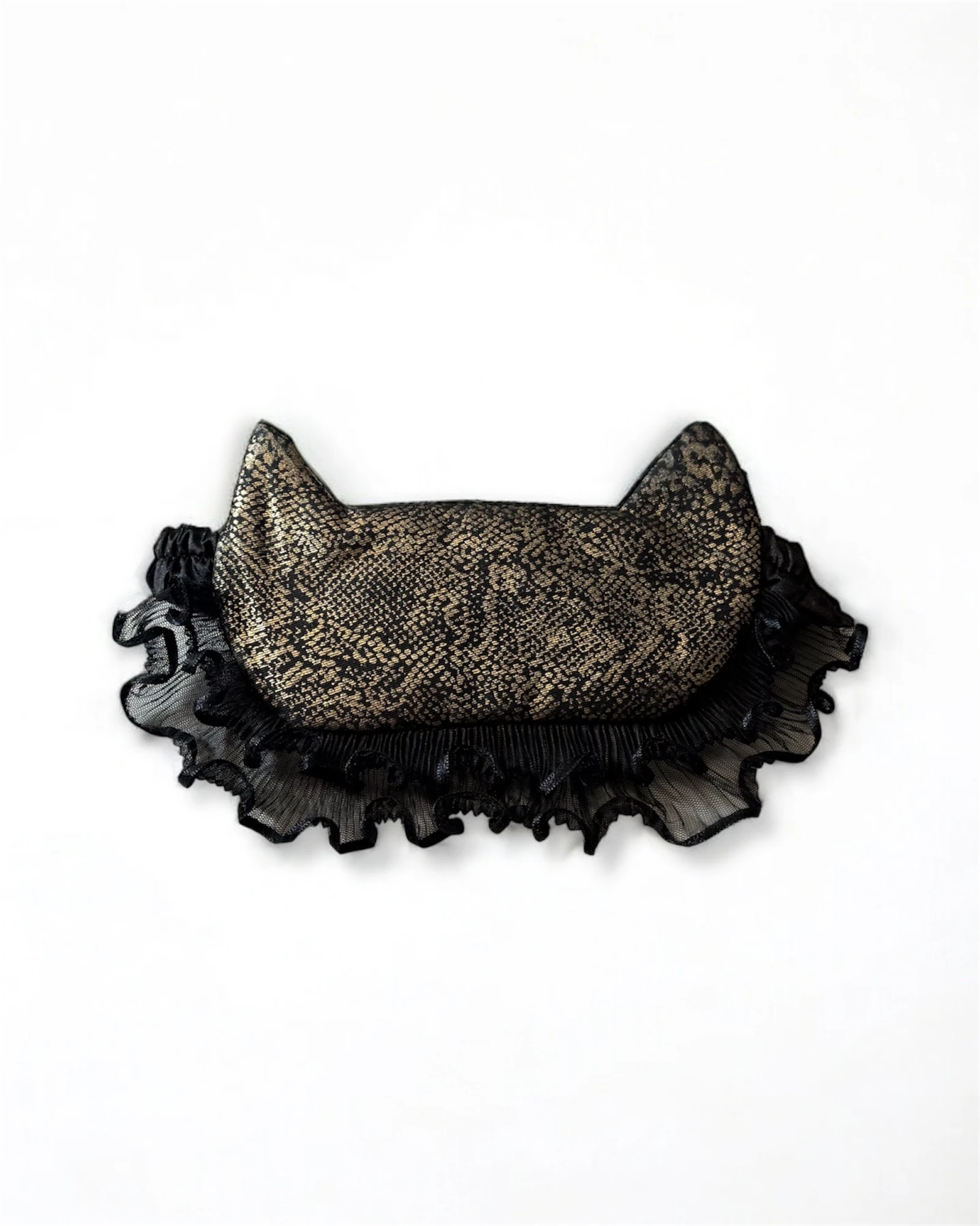 Uyku Maskesi –Siyah Gold Tül Fırfırlı Kedi Kulaklı Uyku Maskesi | 888 Balance