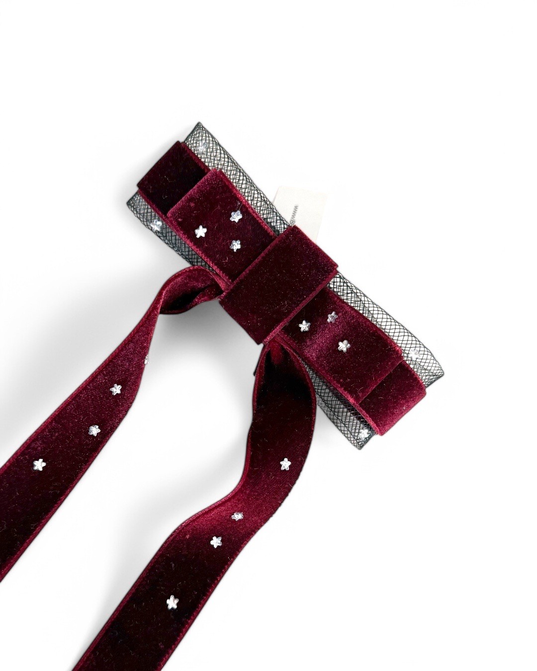 Bordo Kadife Taşlı Fiyonk Toka