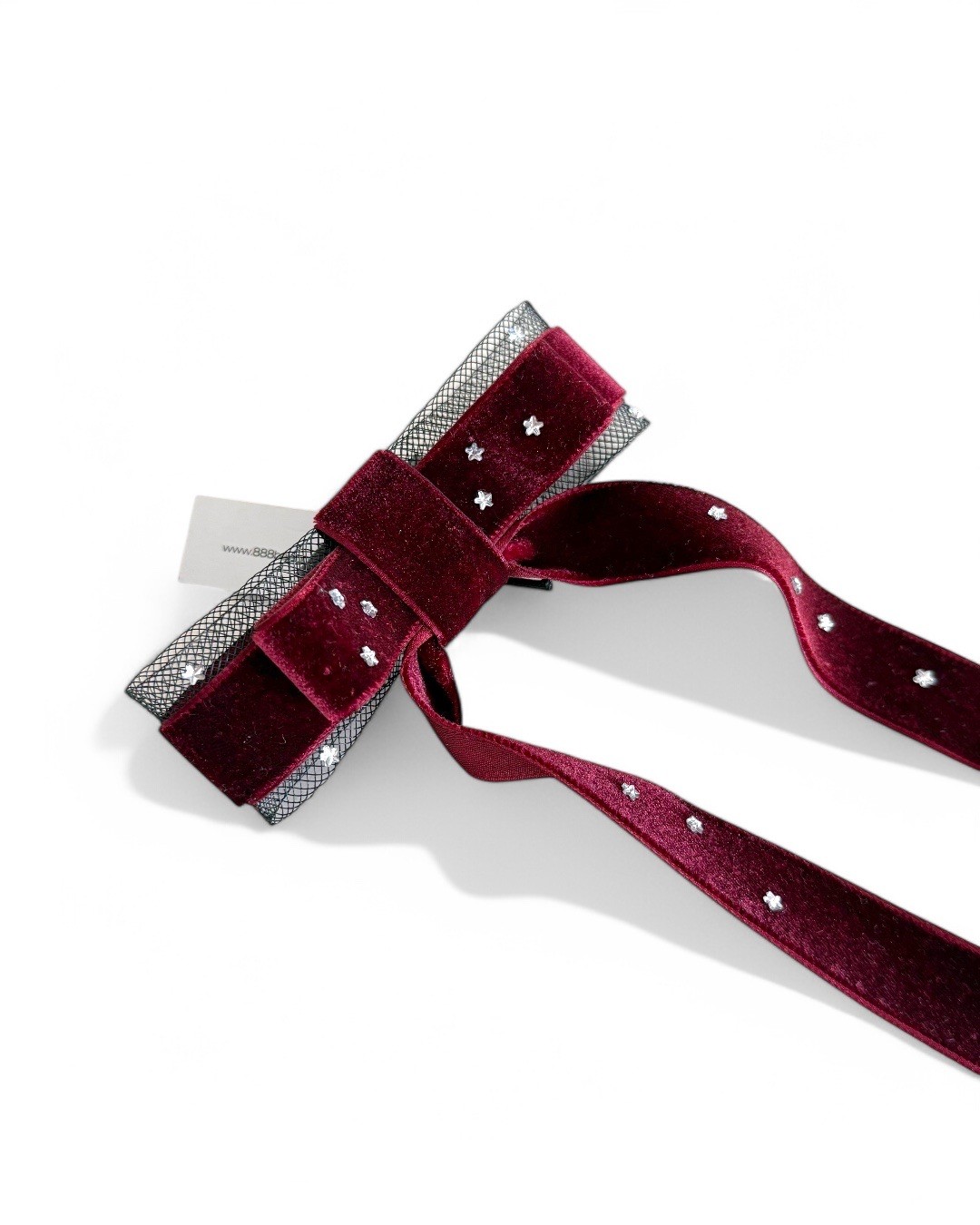 Bordo Kadife Taşlı Fiyonk Toka