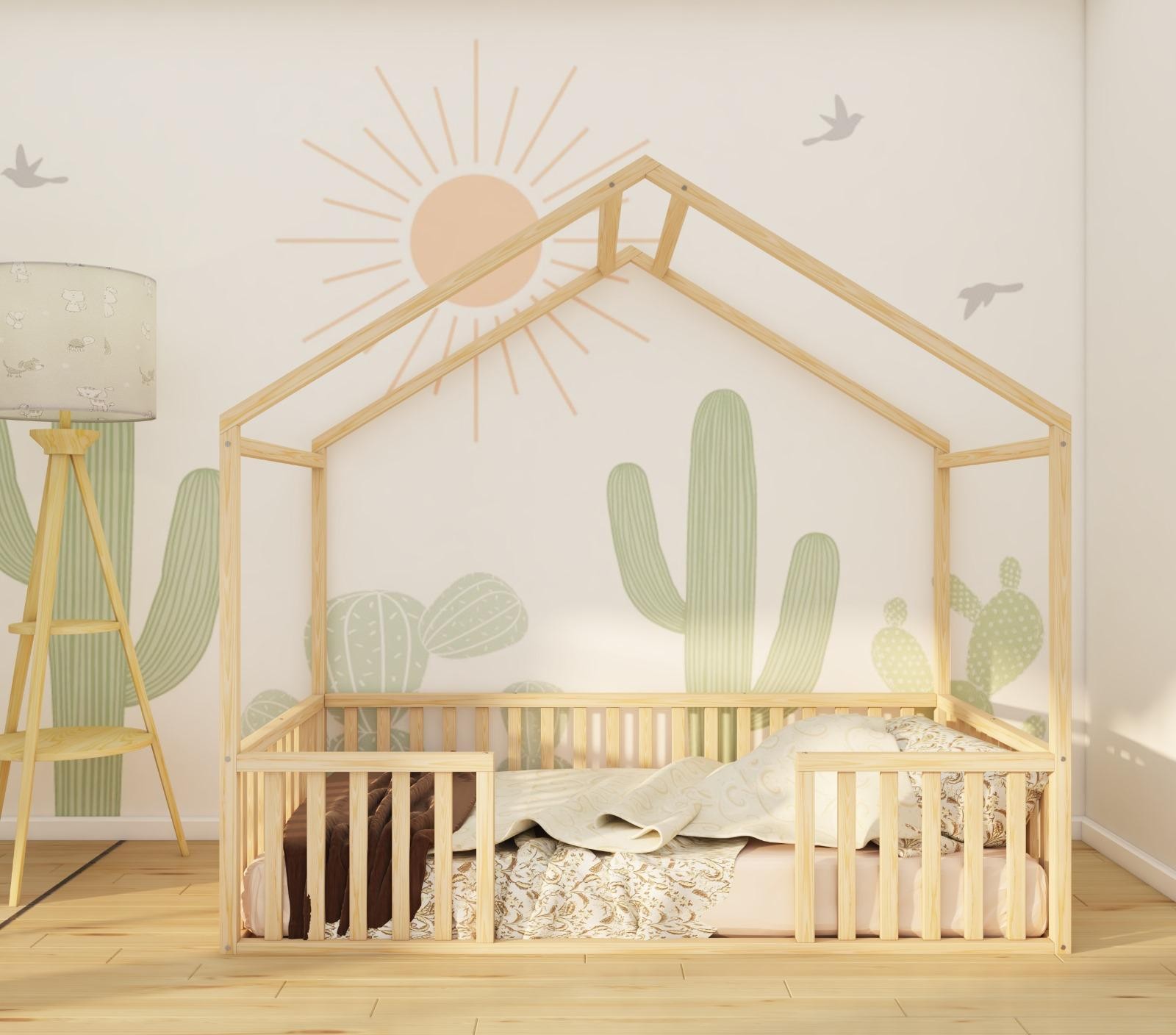 Lisburn - Montessori Wooden Bed with Roof