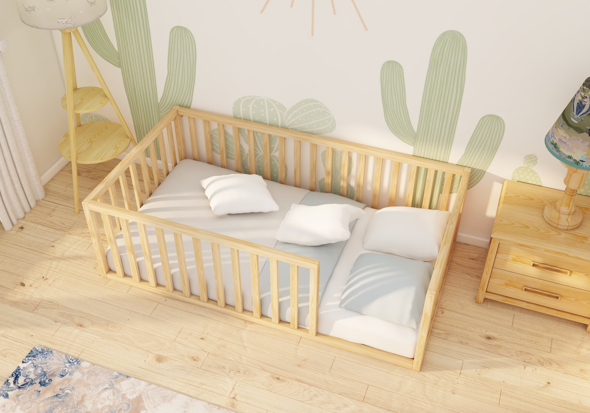 Mia - Montessori Natural Wood Floor Bed