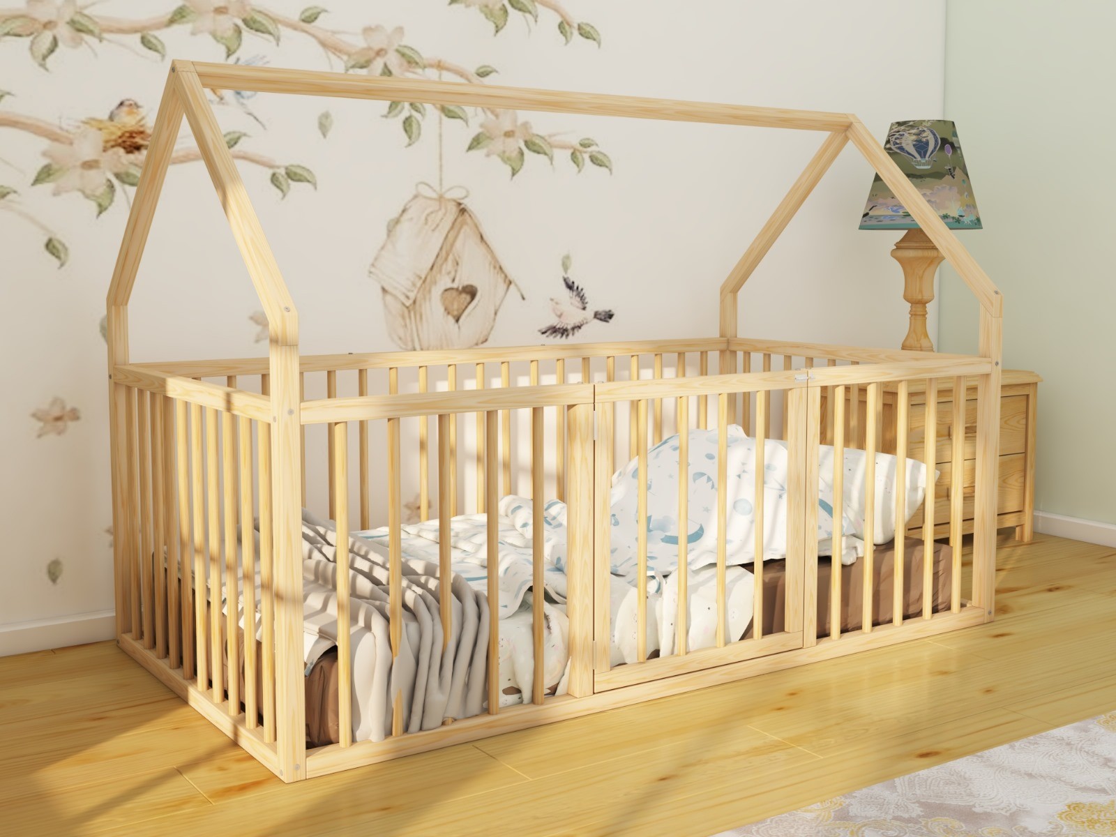 Bella - Montessori Roofed Natural Wood Bed